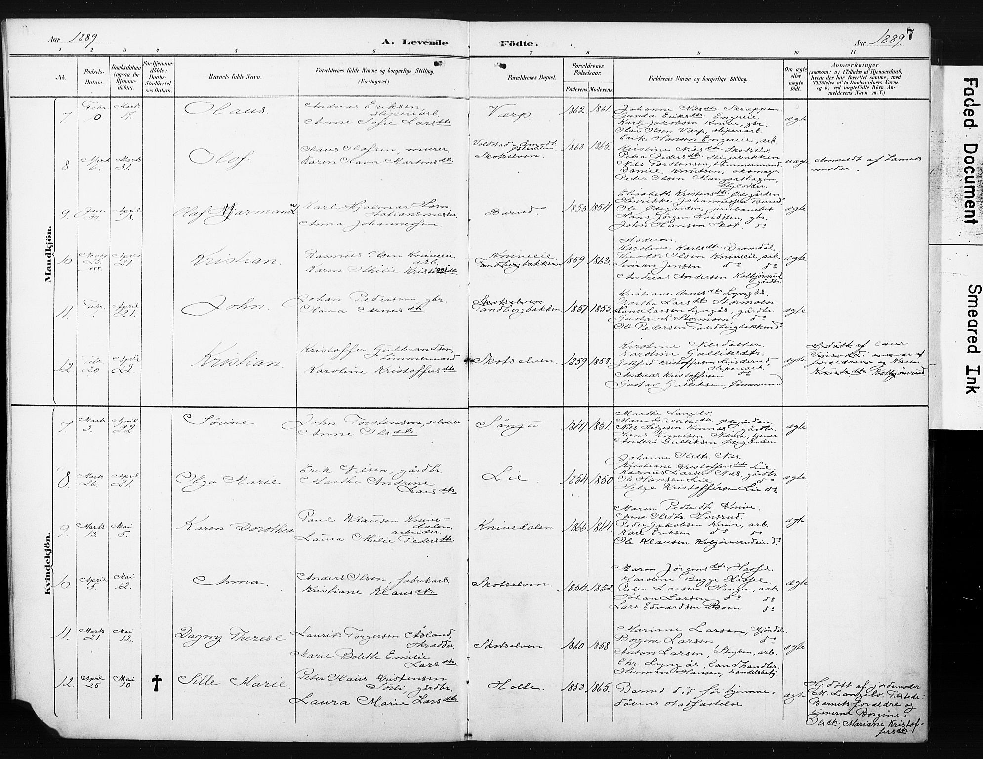 Eiker kirkebøker, AV/SAKO-A-4/F/Fc/L0002: Parish register (official) no. III 2, 1889-1897, p. 7