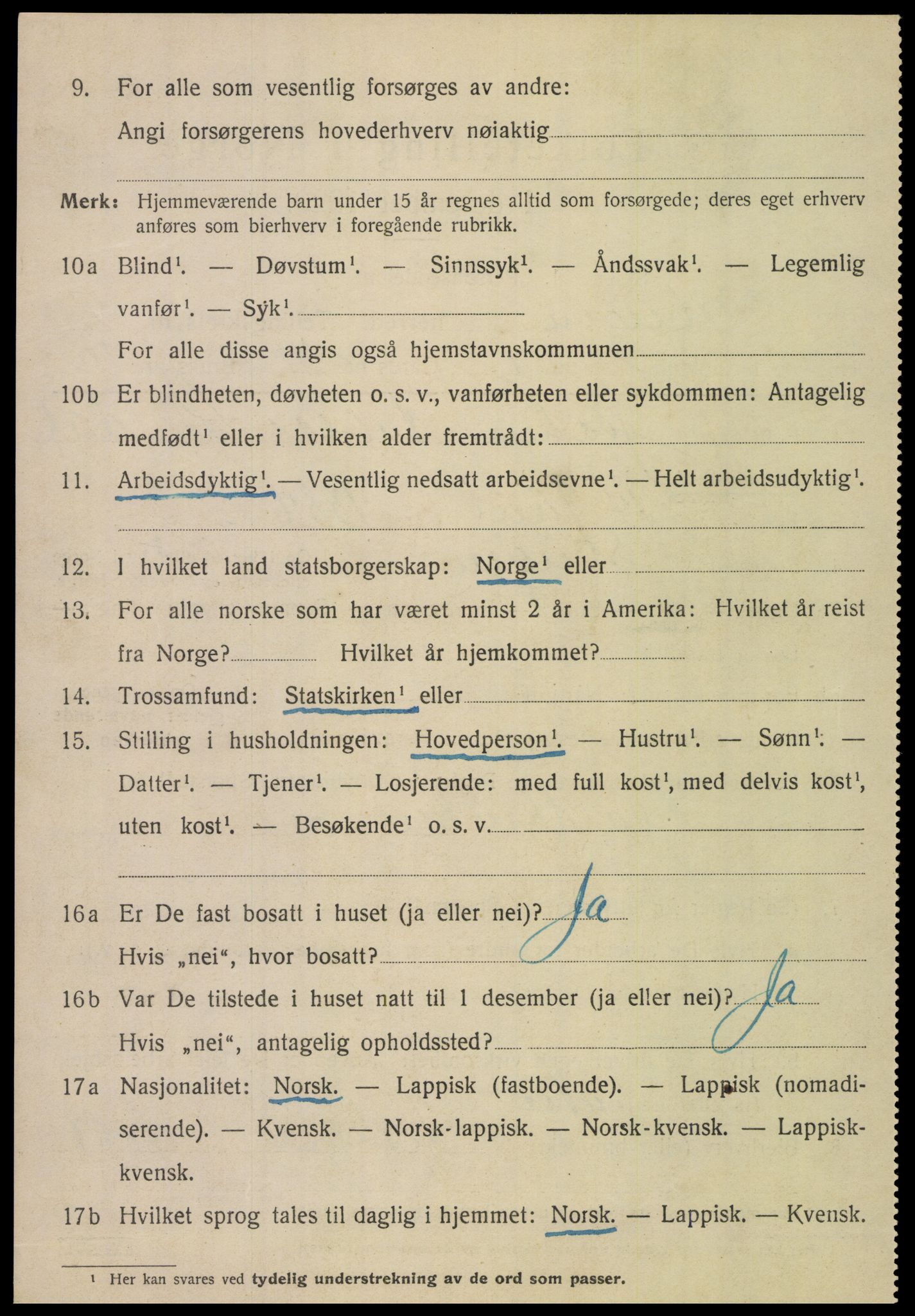 SAT, 1920 census for Steigen, 1920, p. 1121