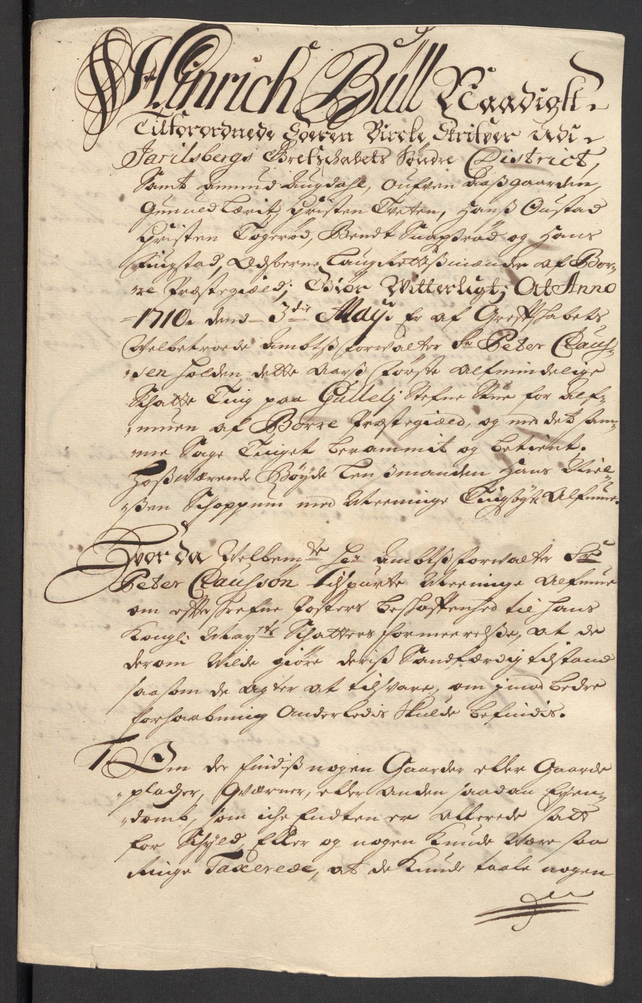 Rentekammeret inntil 1814, Reviderte regnskaper, Fogderegnskap, AV/RA-EA-4092/R32/L1875: Fogderegnskap Jarlsberg grevskap, 1710, p. 185