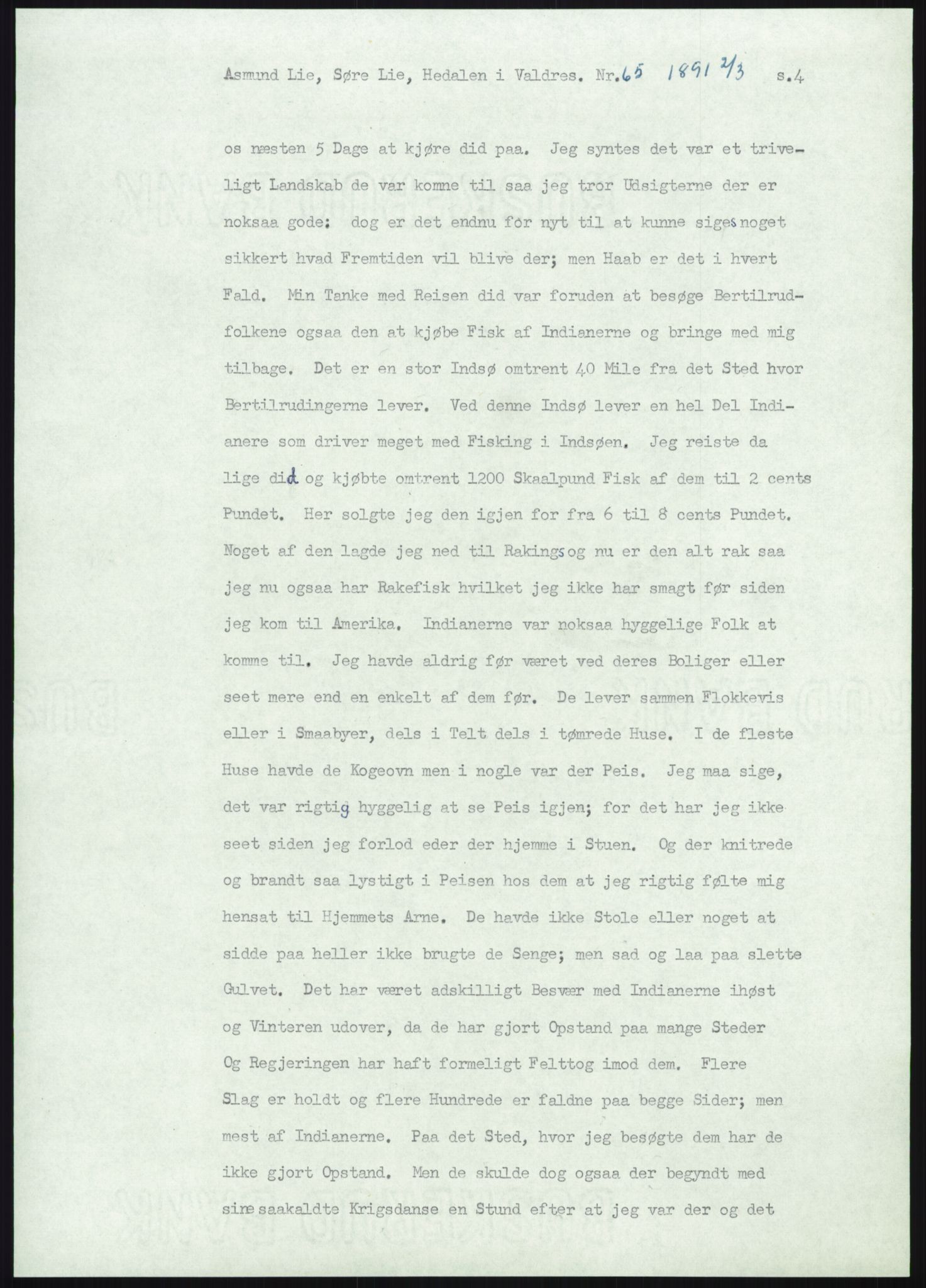 Samlinger til kildeutgivelse, Amerikabrevene, RA/EA-4057/F/L0012: Innlån fra Oppland: Lie (brevnr 1-78), 1838-1914, p. 923