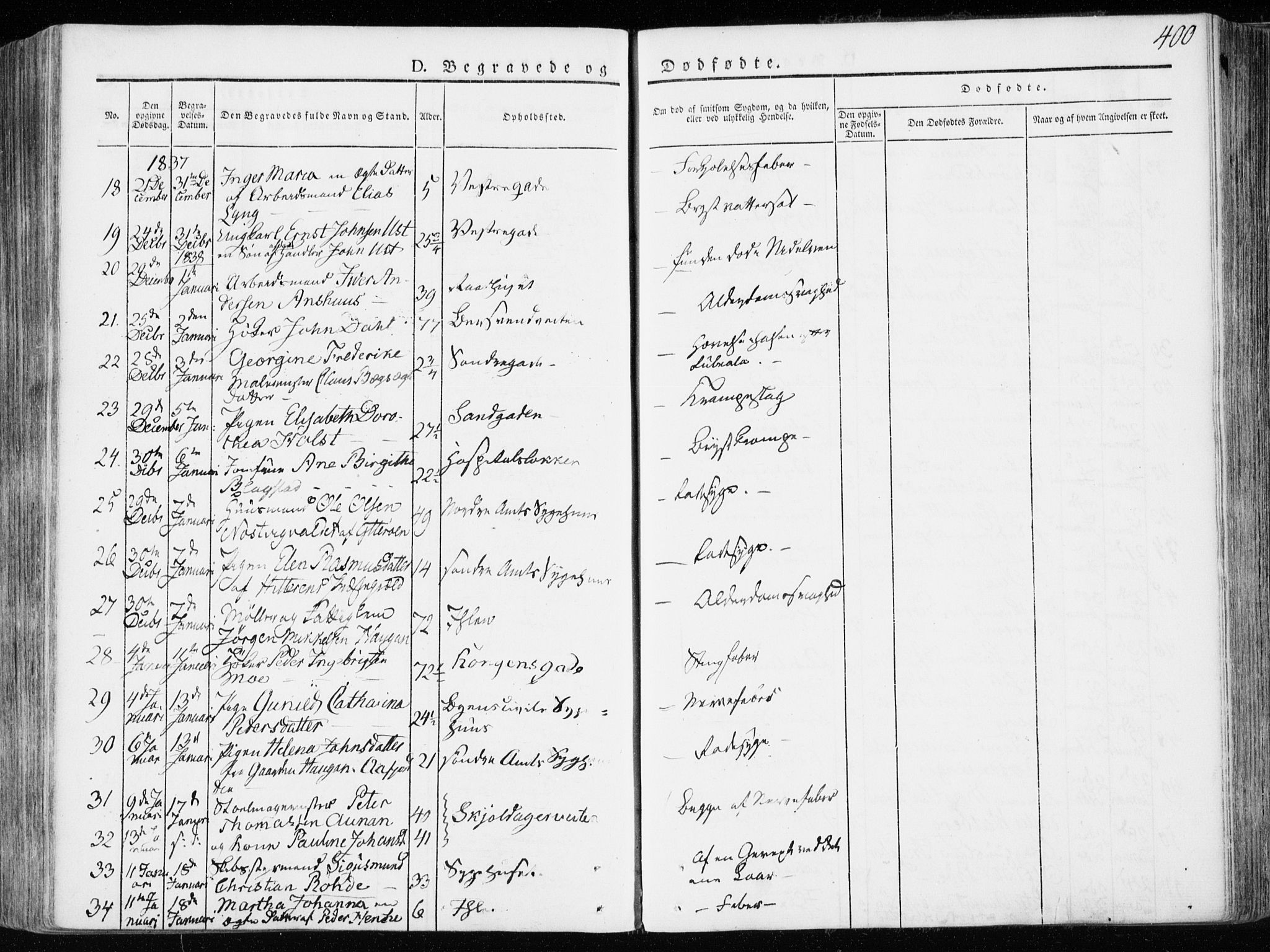 Ministerialprotokoller, klokkerbøker og fødselsregistre - Sør-Trøndelag, SAT/A-1456/601/L0047: Parish register (official) no. 601A15, 1831-1839, p. 400