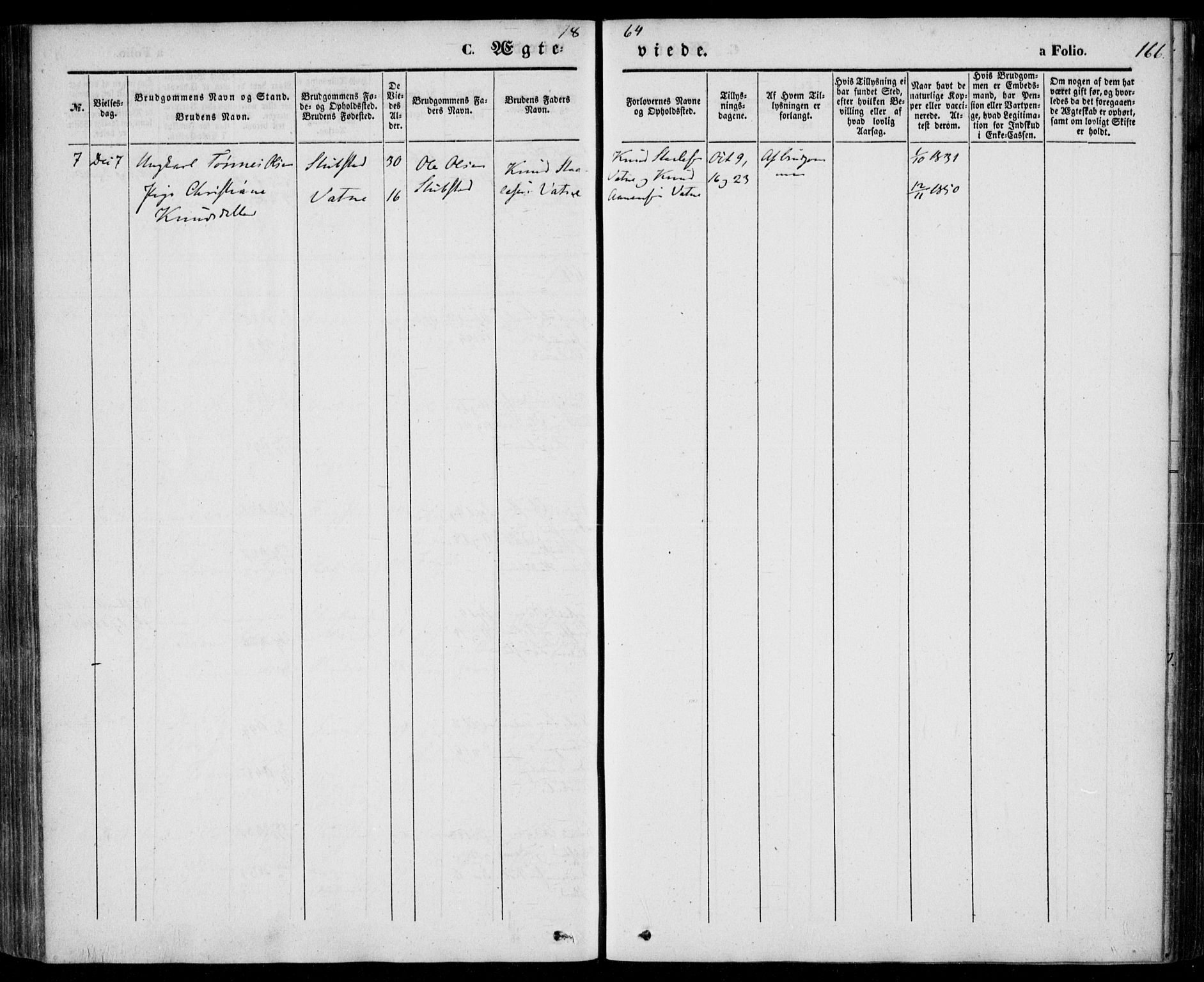 Holum sokneprestkontor, AV/SAK-1111-0022/F/Fa/Faa/L0005: Parish register (official) no. A 5, 1850-1864, p. 166