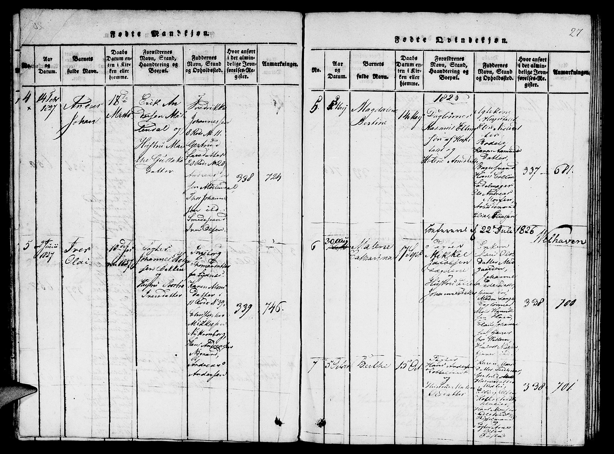 St. Jørgens hospital og Årstad sokneprestembete, AV/SAB-A-99934: Parish register (copy) no. A 1, 1816-1843, p. 27