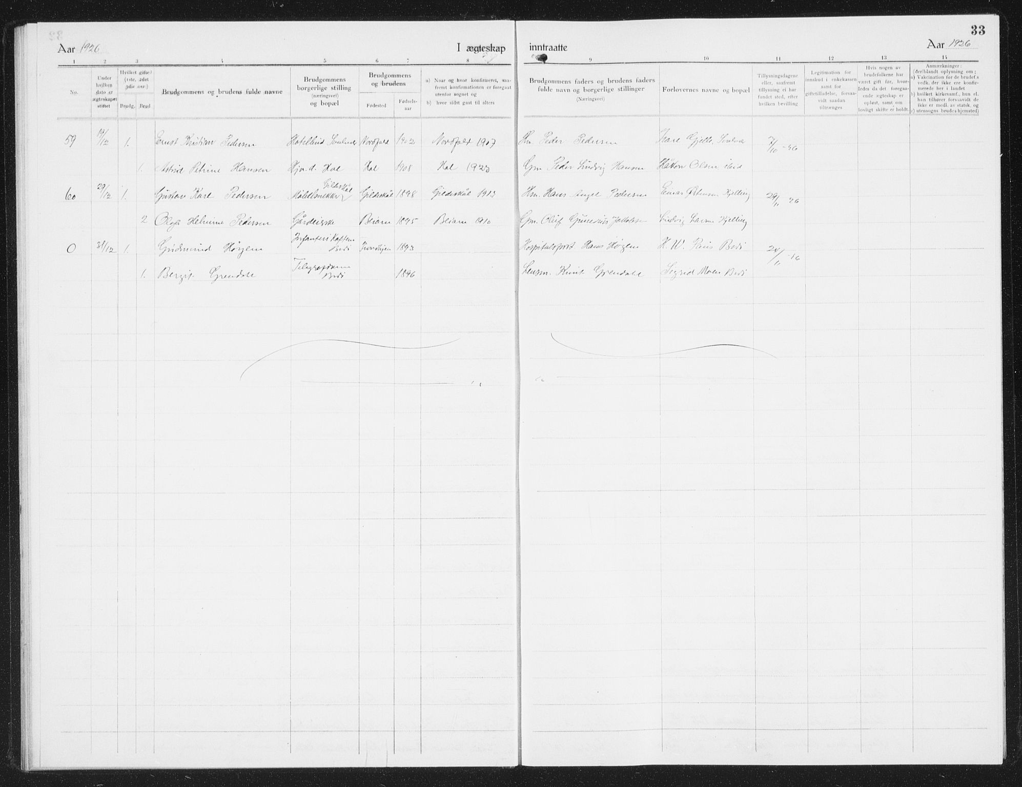 Ministerialprotokoller, klokkerbøker og fødselsregistre - Nordland, SAT/A-1459/801/L0036: Parish register (copy) no. 801C11, 1920-1934, p. 33