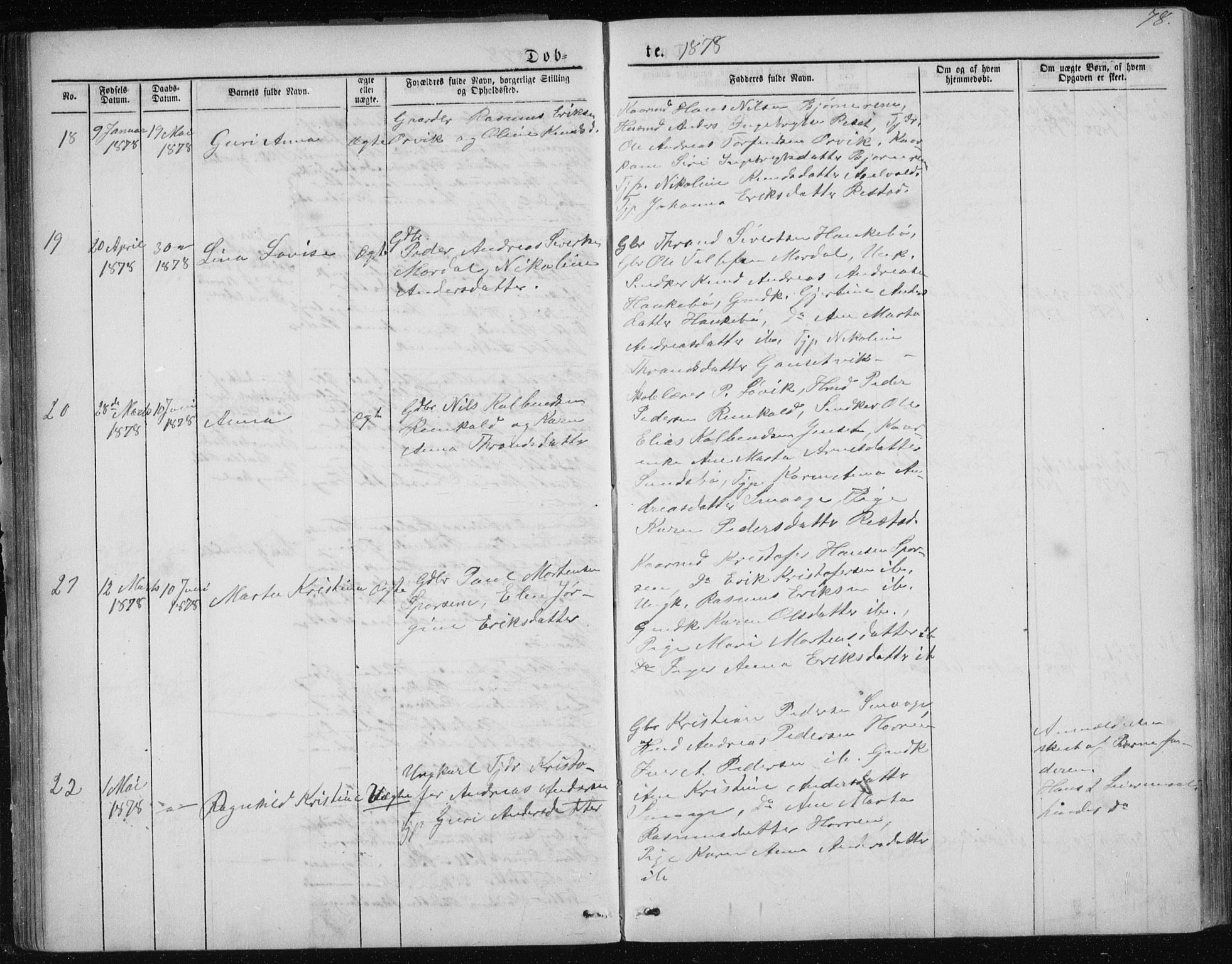 Ministerialprotokoller, klokkerbøker og fødselsregistre - Møre og Romsdal, AV/SAT-A-1454/560/L0724: Parish register (copy) no. 560C01, 1867-1892, p. 78