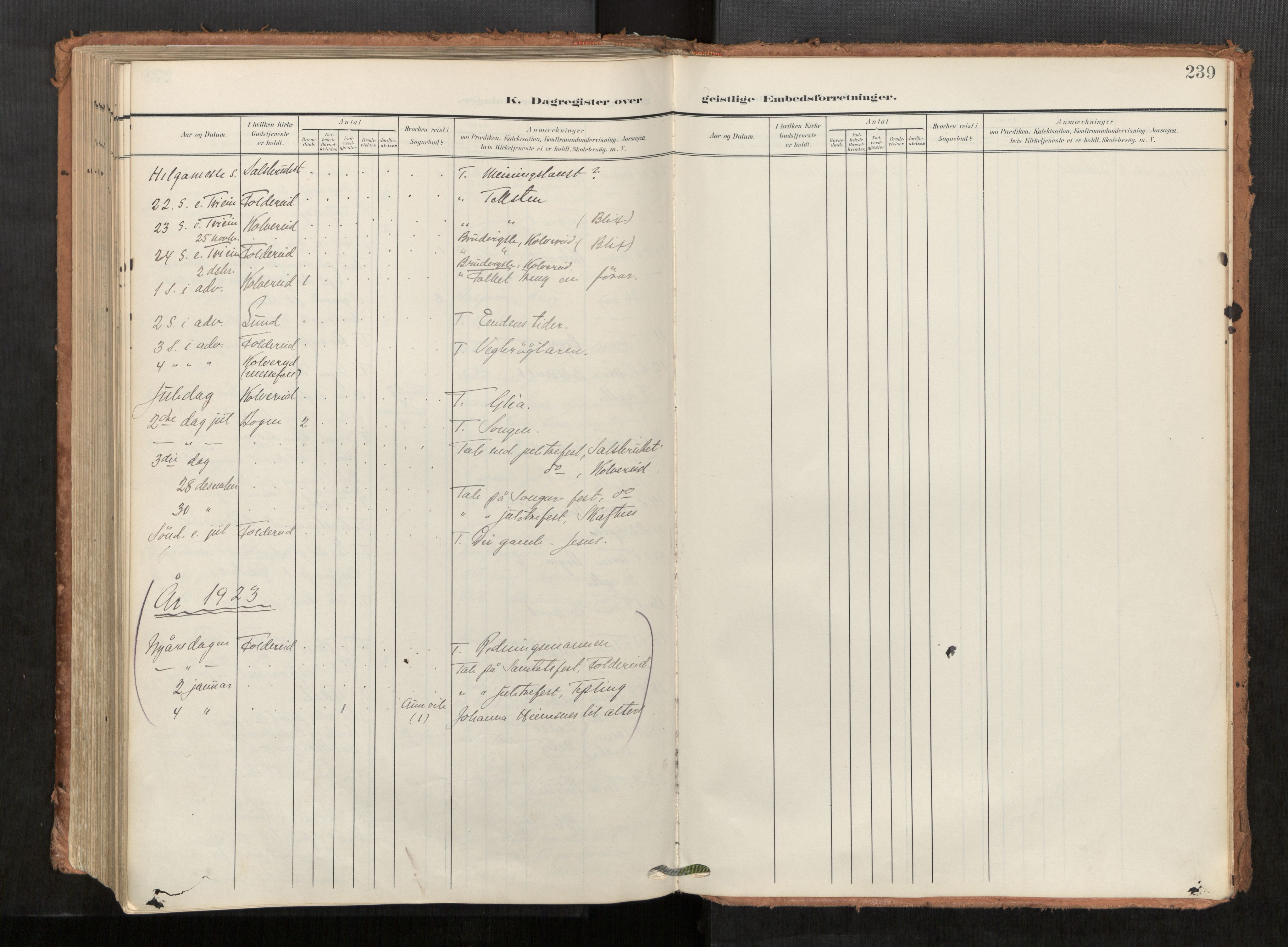 Kolvereid sokneprestkontor, AV/SAT-A-1171/H/Ha/Haa/L0001: Parish register (official) no. 1, 1903-1922, p. 239