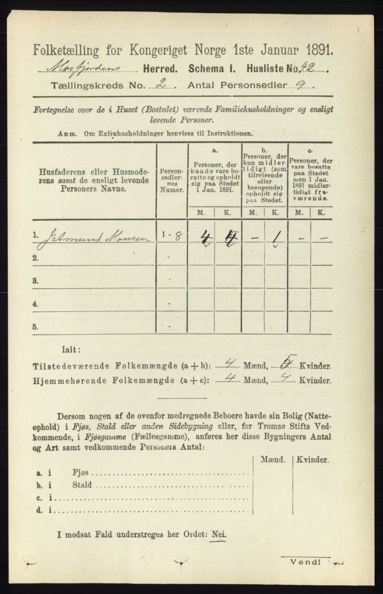 RA, 1891 census for 1266 Masfjorden, 1891, p. 184