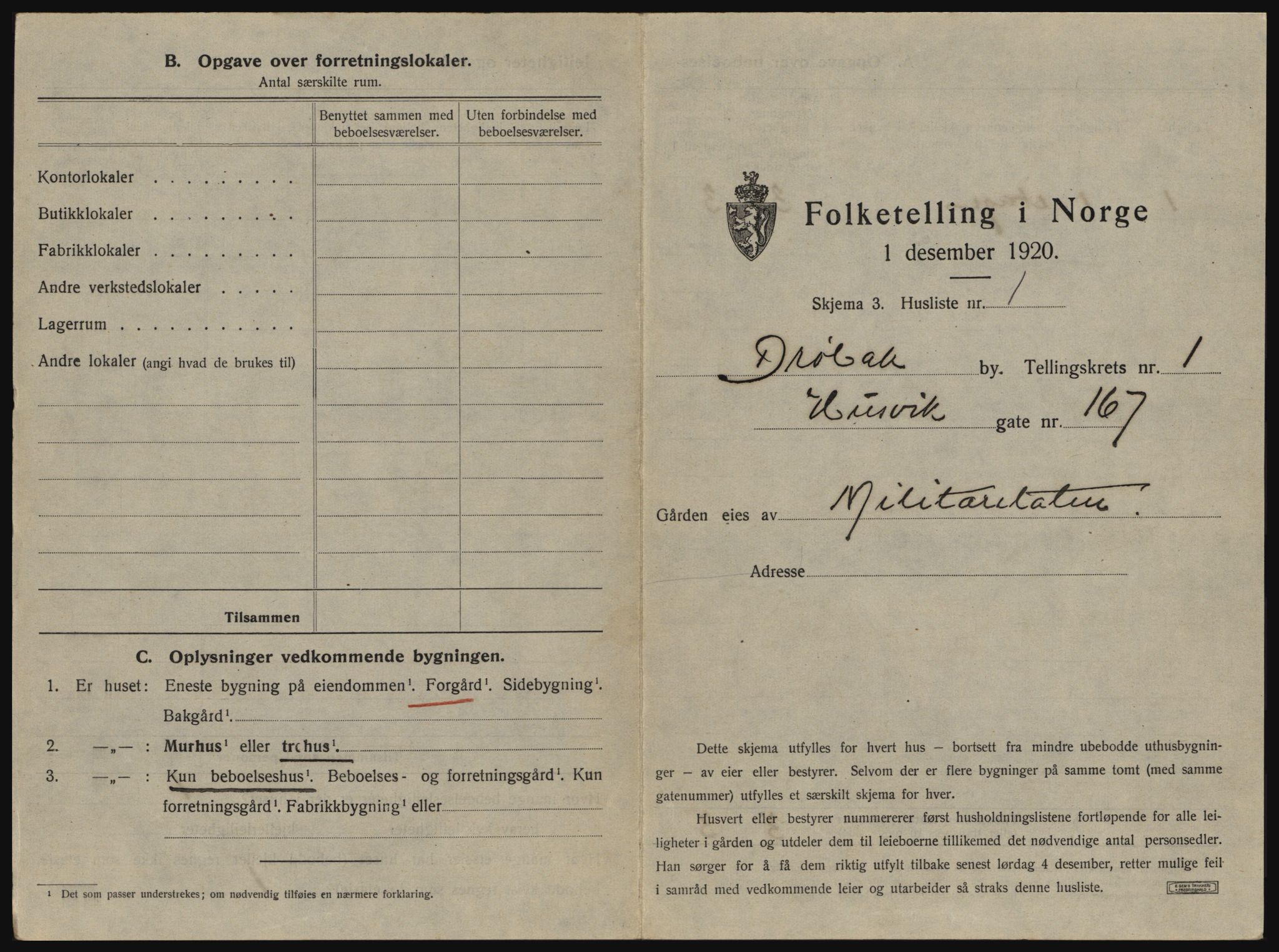SAO, 1920 census for Drøbak, 1920, p. 41