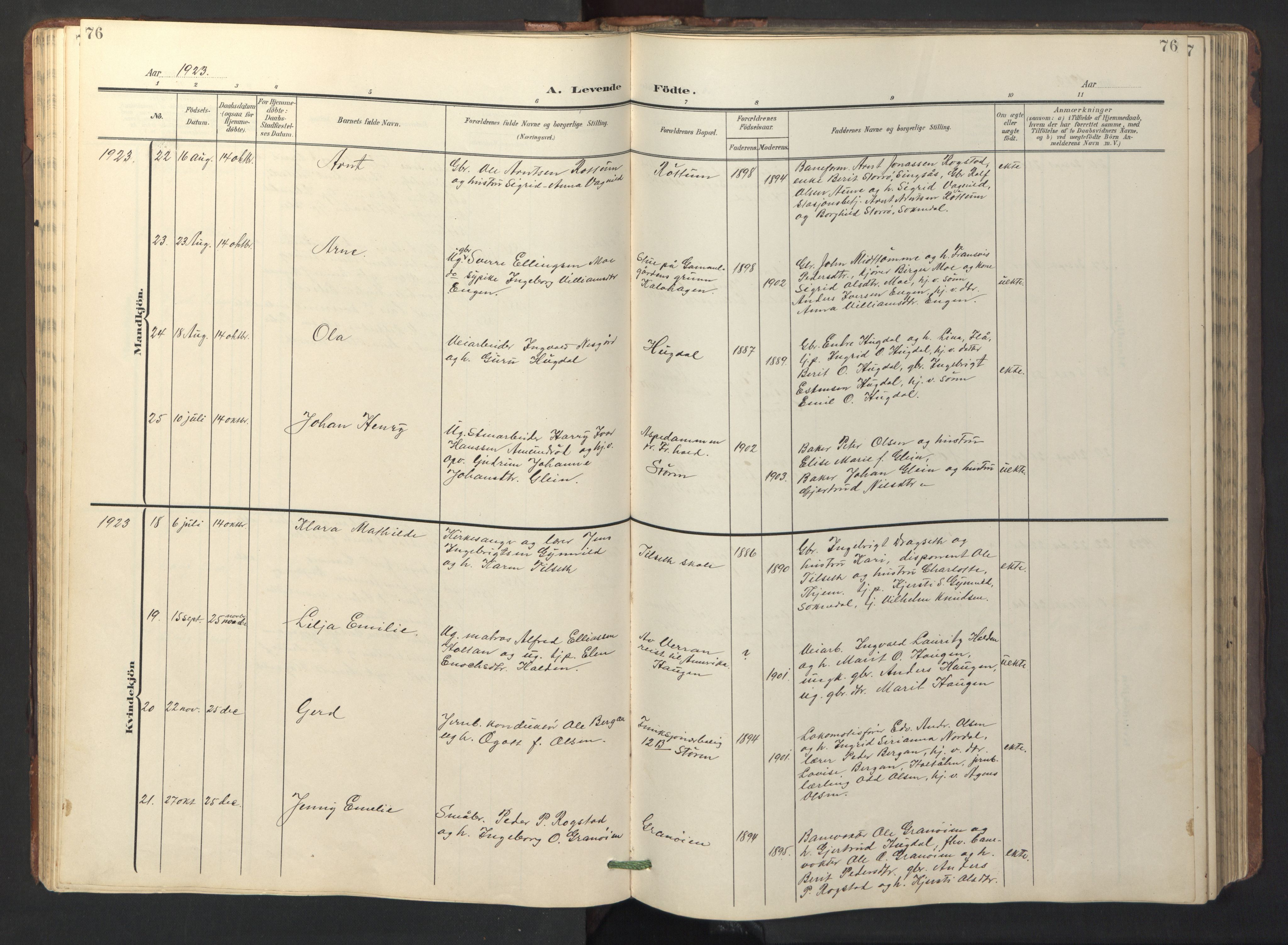 Ministerialprotokoller, klokkerbøker og fødselsregistre - Sør-Trøndelag, AV/SAT-A-1456/687/L1019: Parish register (copy) no. 687C03, 1904-1931, p. 76