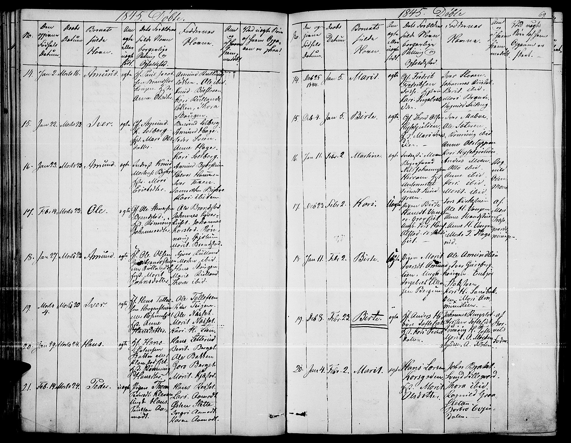 Fron prestekontor, AV/SAH-PREST-078/H/Ha/Haa/L0004: Parish register (official) no. 4, 1839-1848, p. 69