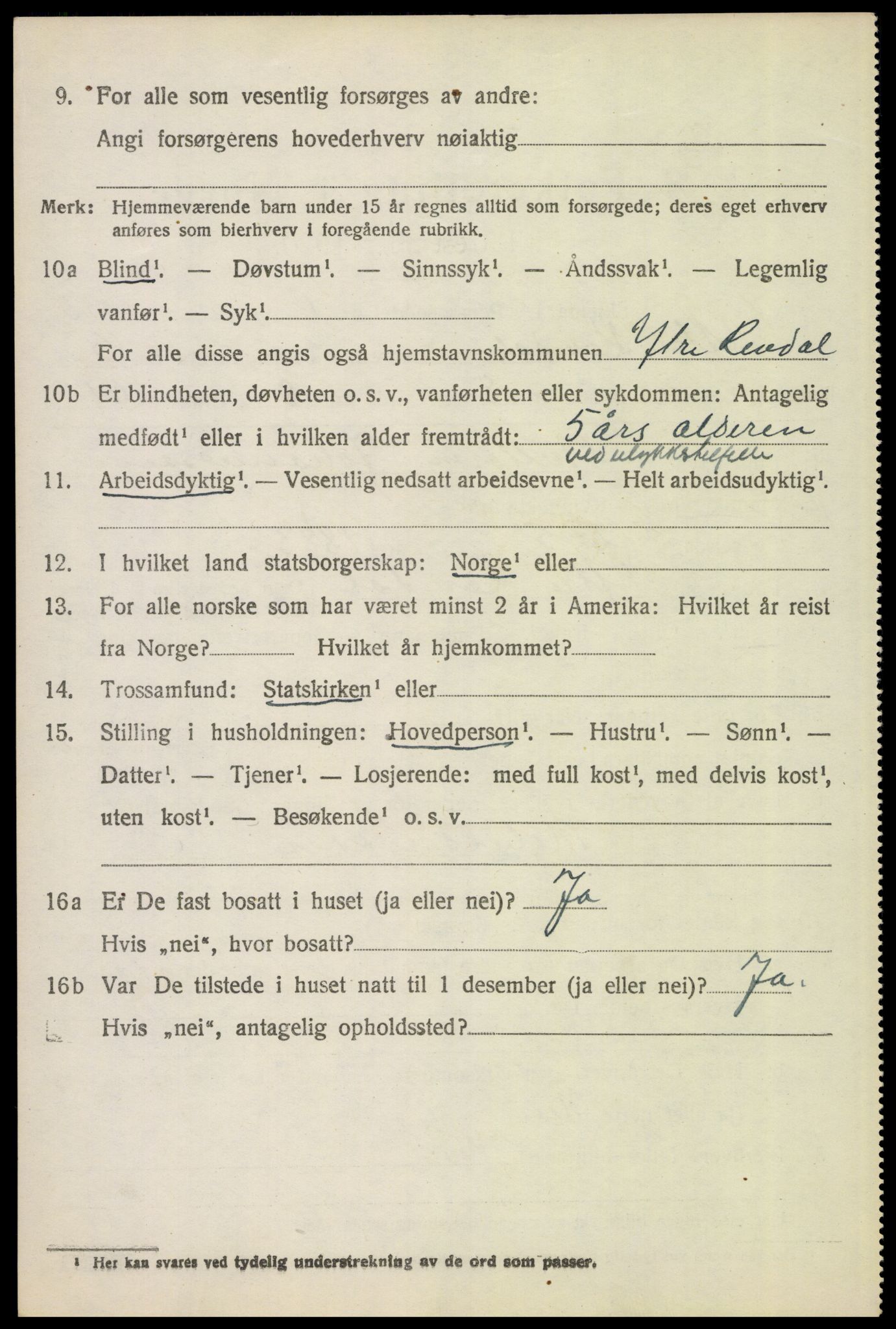 SAH, 1920 census for Ytre Rendal, 1920, p. 2694