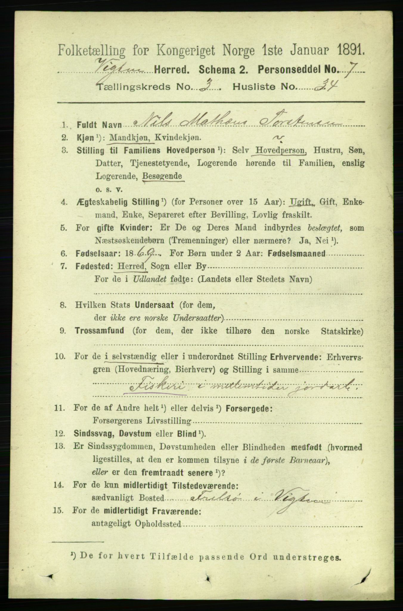 RA, 1891 census for 1750 Vikna, 1891, p. 1967