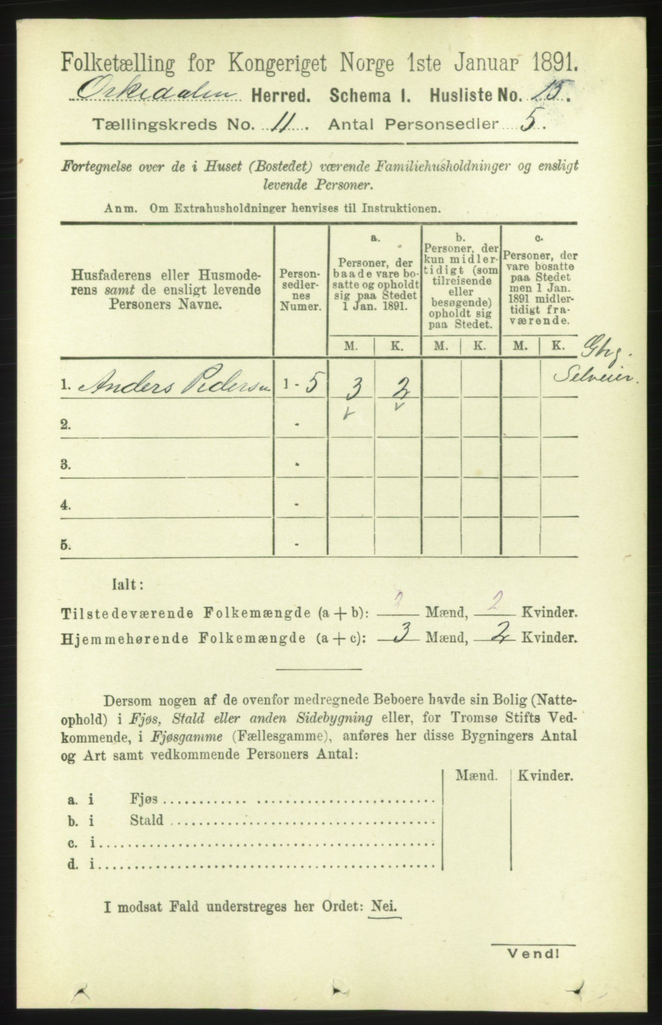 RA, 1891 census for 1638 Orkdal, 1891, p. 5094