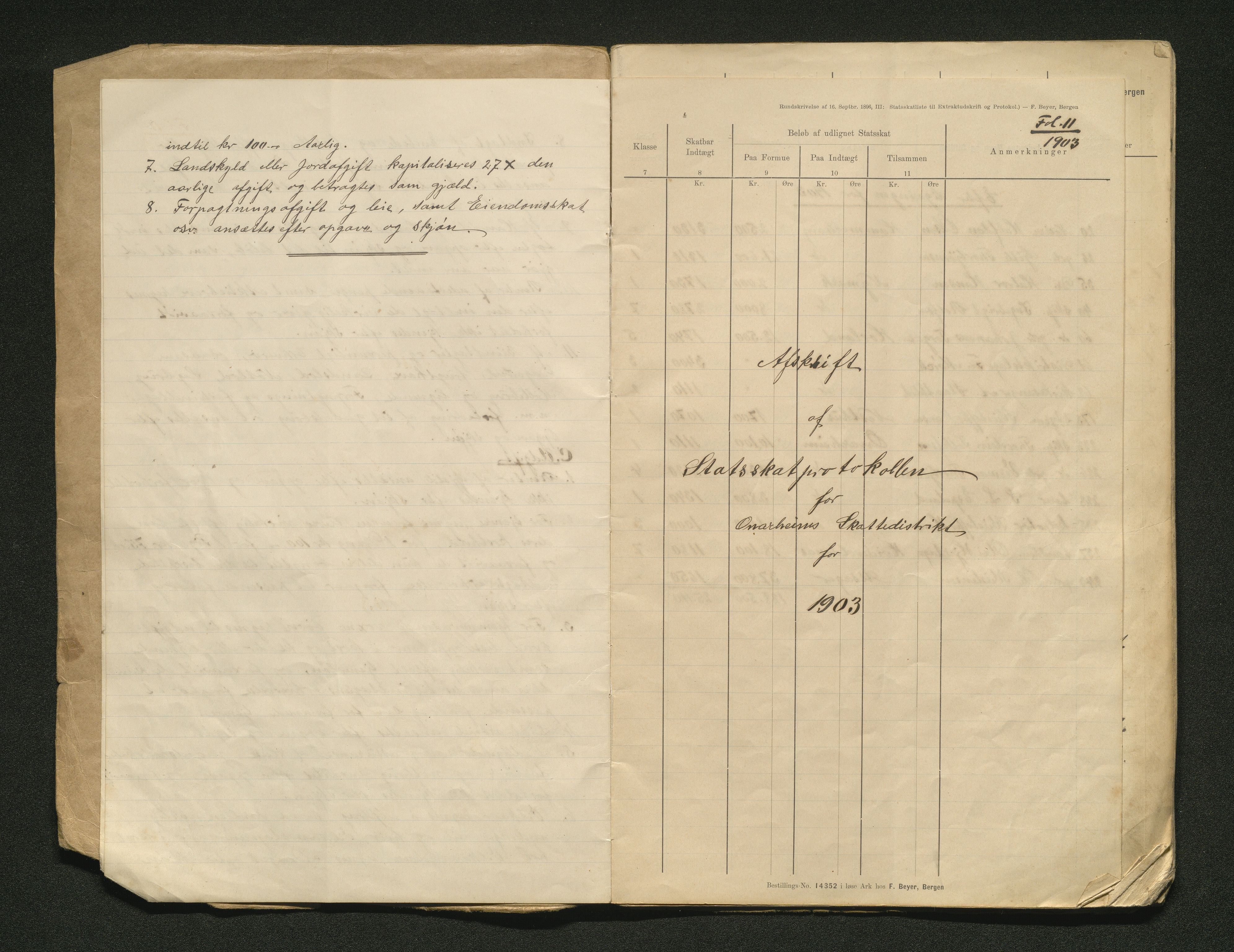 Tysnes kommune. Likningsnemnda. Onarheim sokn, IKAH/1223-142.1/F/Fa/L0002/0016: Likningsprotokoll, utskriftar / Likningsprotokoll, utskrifter, 1903