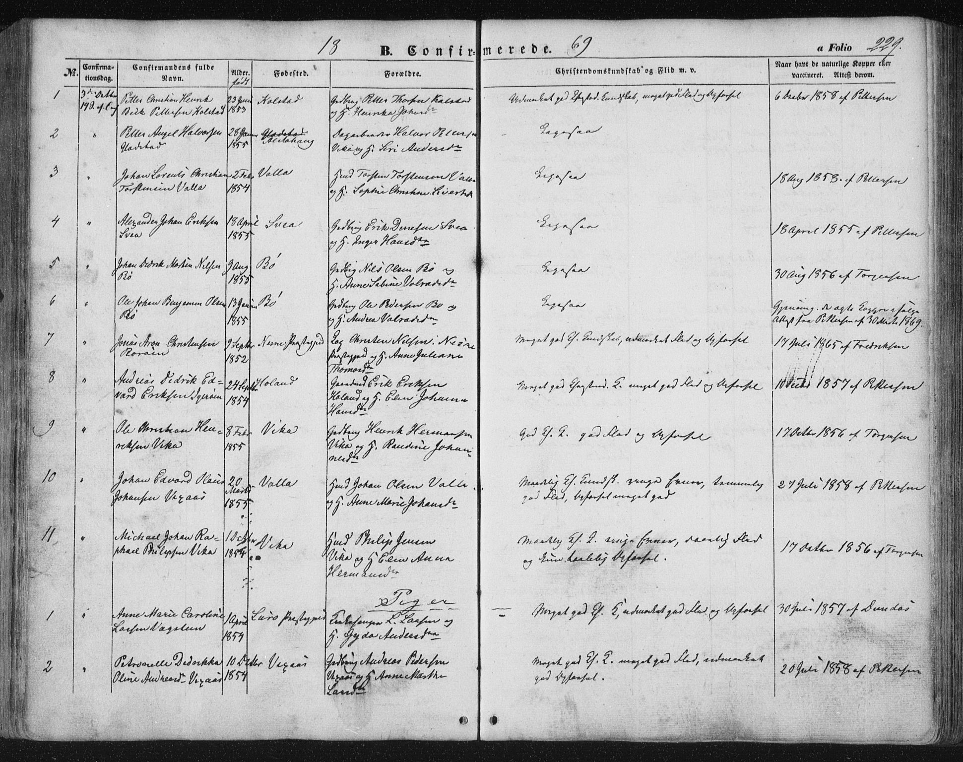 Ministerialprotokoller, klokkerbøker og fødselsregistre - Nordland, AV/SAT-A-1459/816/L0240: Parish register (official) no. 816A06, 1846-1870, p. 229