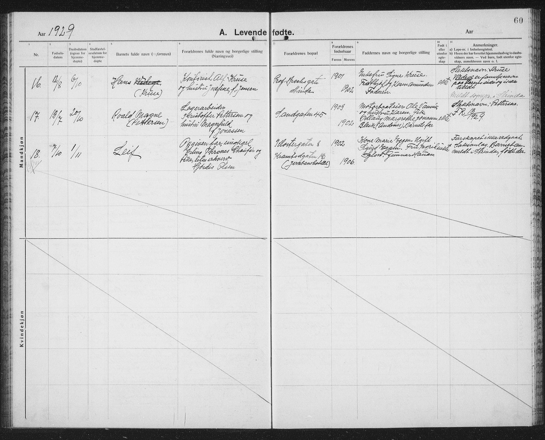 Ministerialprotokoller, klokkerbøker og fødselsregistre - Sør-Trøndelag, SAT/A-1456/602/L0148: Parish register (copy) no. 602C16, 1919-1939, p. 60