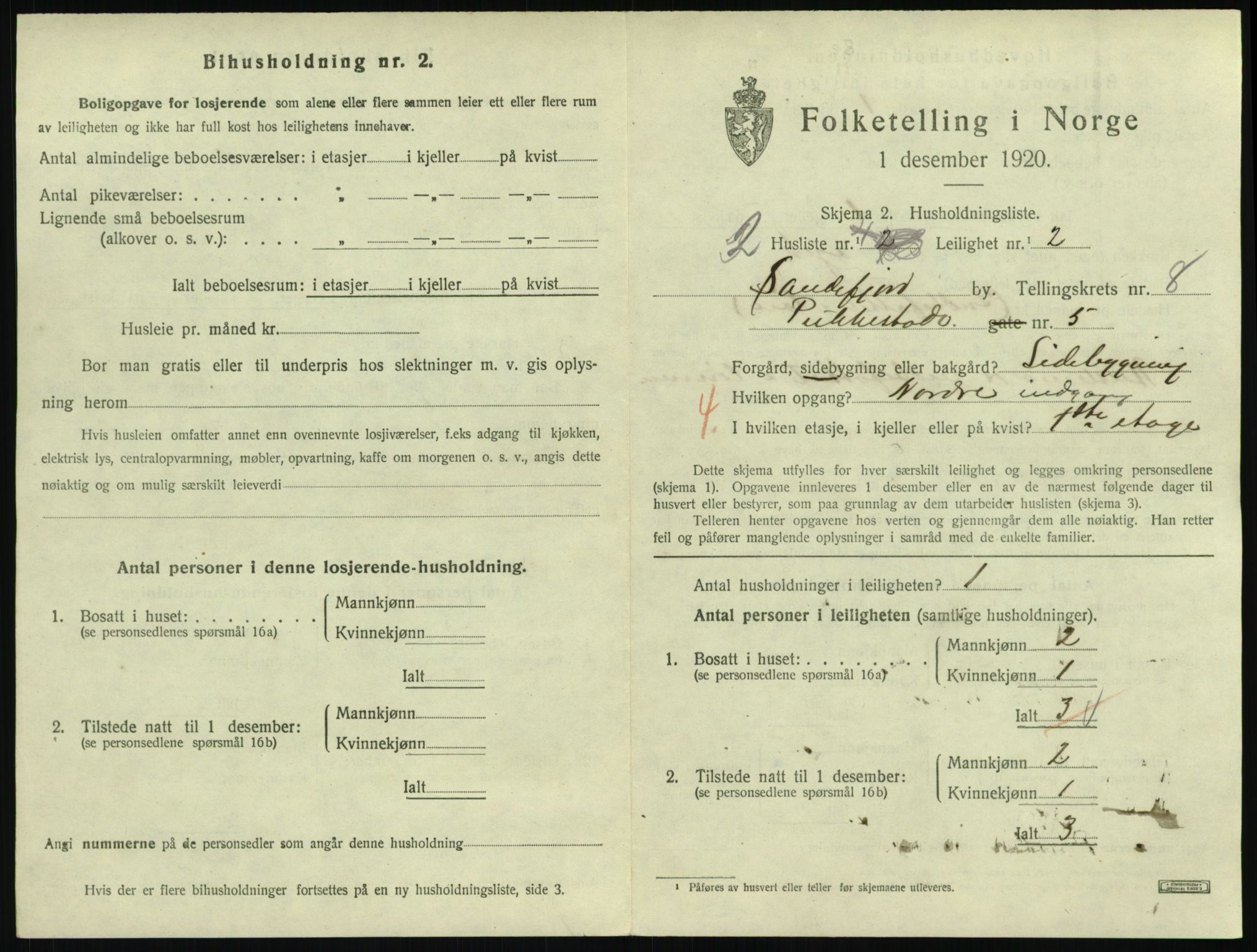 SAKO, 1920 census for Sandefjord, 1920, p. 3200