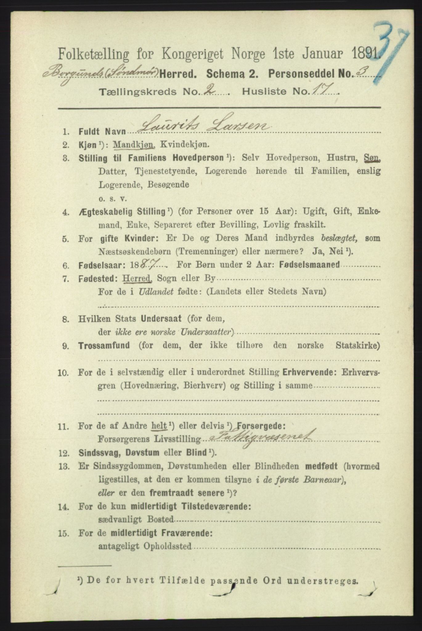 RA, 1891 census for 1531 Borgund, 1891, p. 553