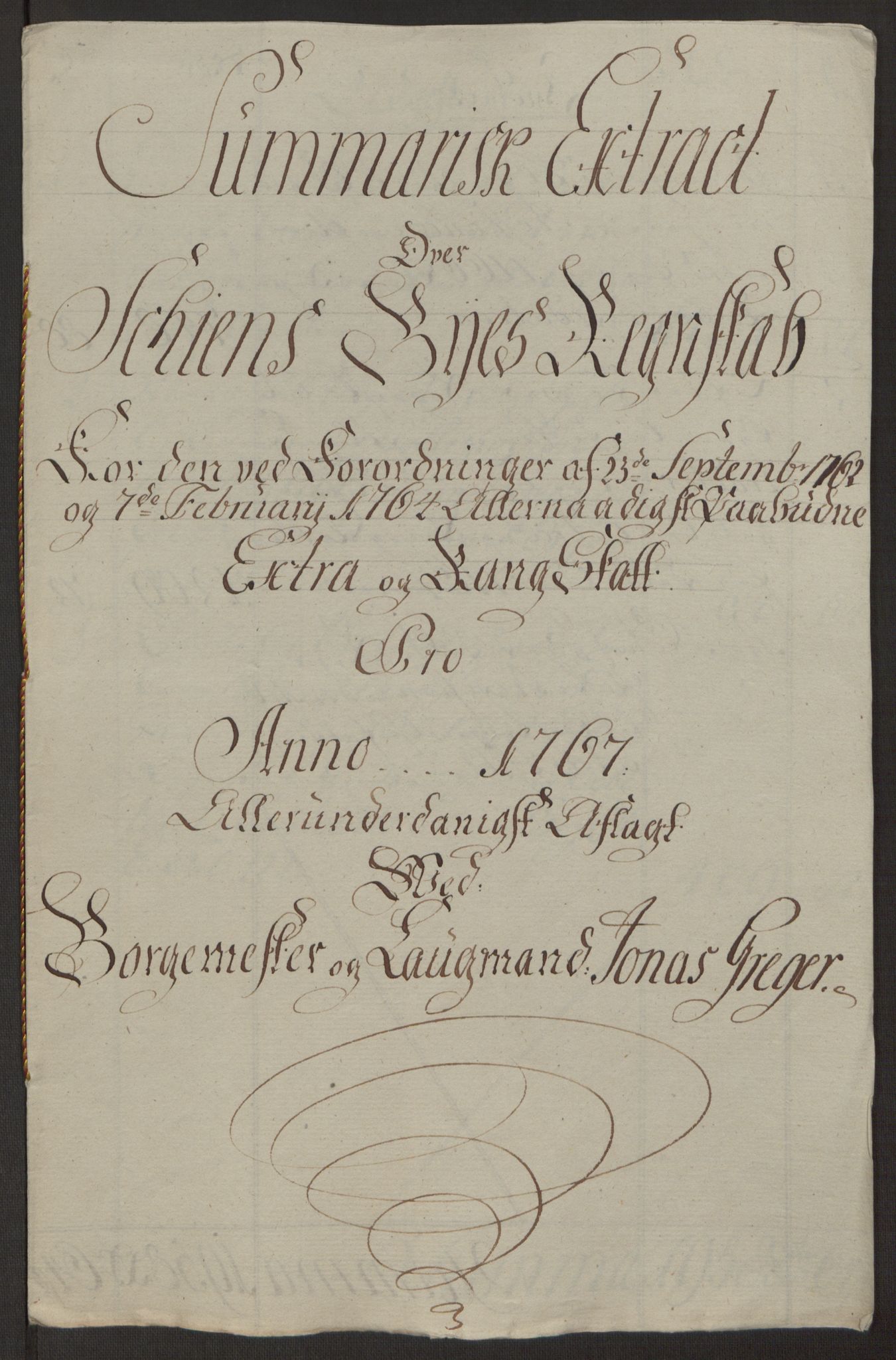 Rentekammeret inntil 1814, Reviderte regnskaper, Byregnskaper, RA/EA-4066/R/Rj/L0198/0001: [J4] Kontribusjonsregnskap / Ekstraskatt, 1762-1768, p. 428