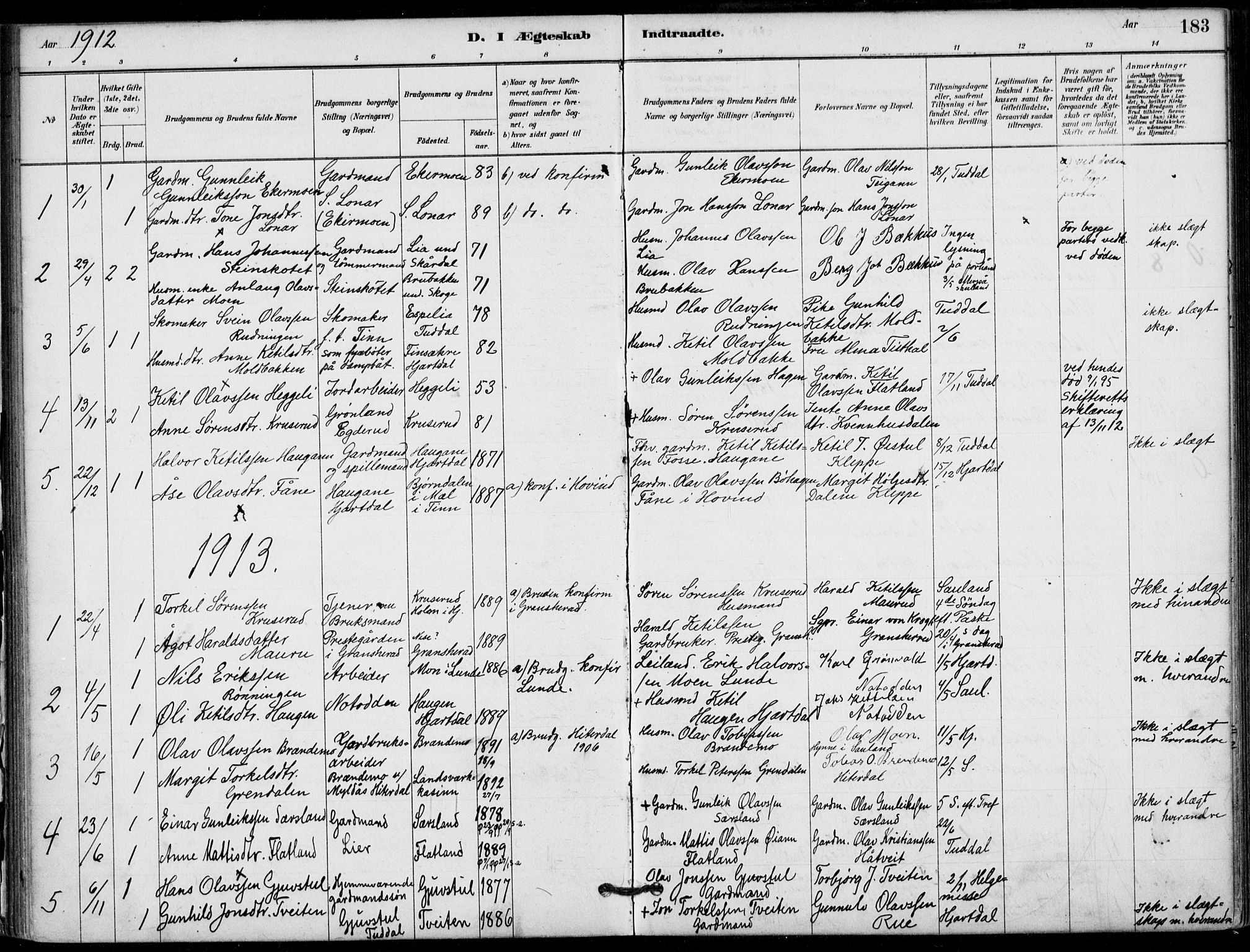 Hjartdal kirkebøker, AV/SAKO-A-270/F/Fb/L0002: Parish register (official) no. II 2, 1880-1932, p. 183