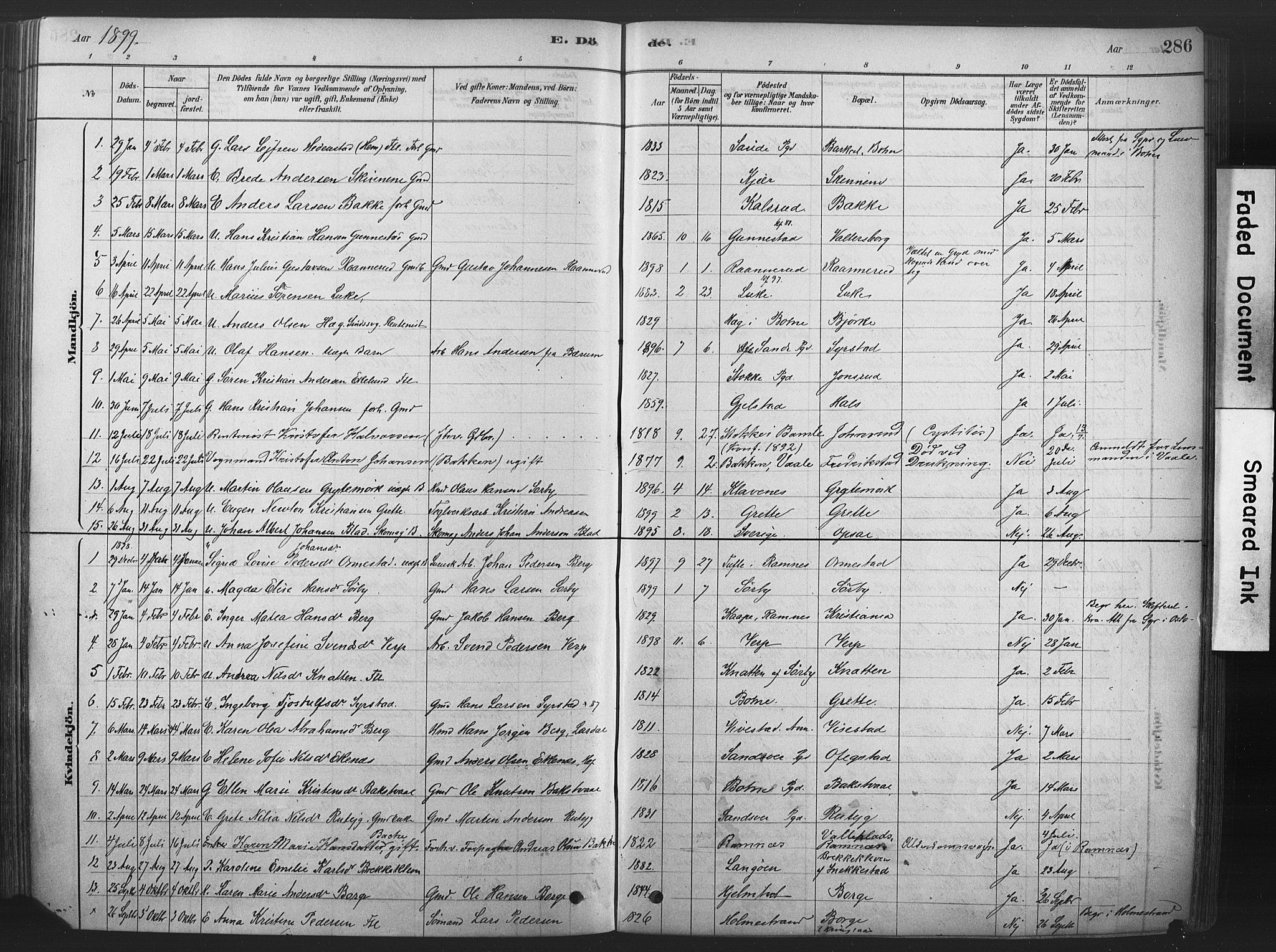 Våle kirkebøker, SAKO/A-334/F/Fa/L0011: Parish register (official) no. I 11, 1878-1906, p. 286