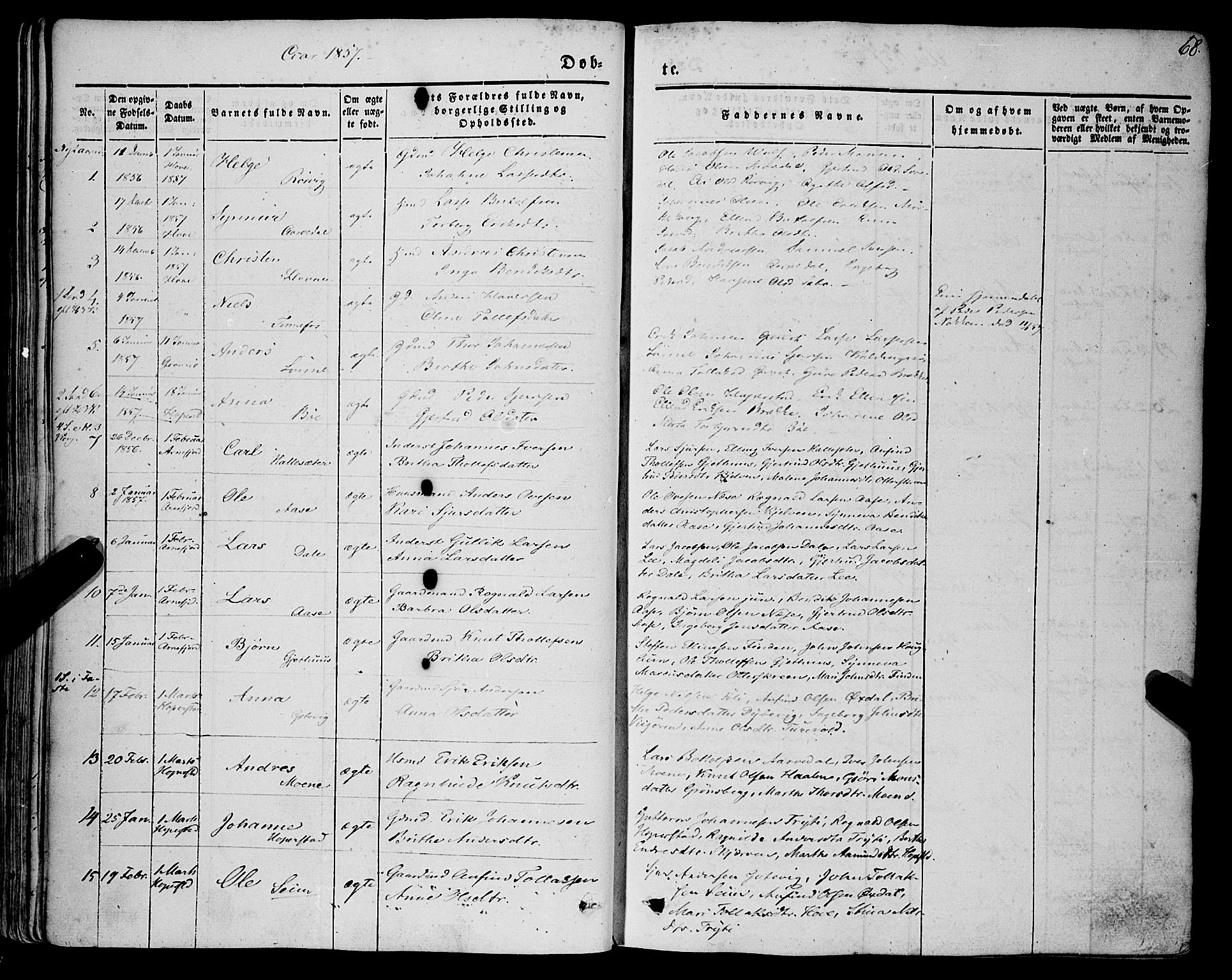 Vik sokneprestembete, AV/SAB-A-81501/H/Haa/Haaa/L0008: Parish register (official) no. A 8, 1846-1865, p. 68