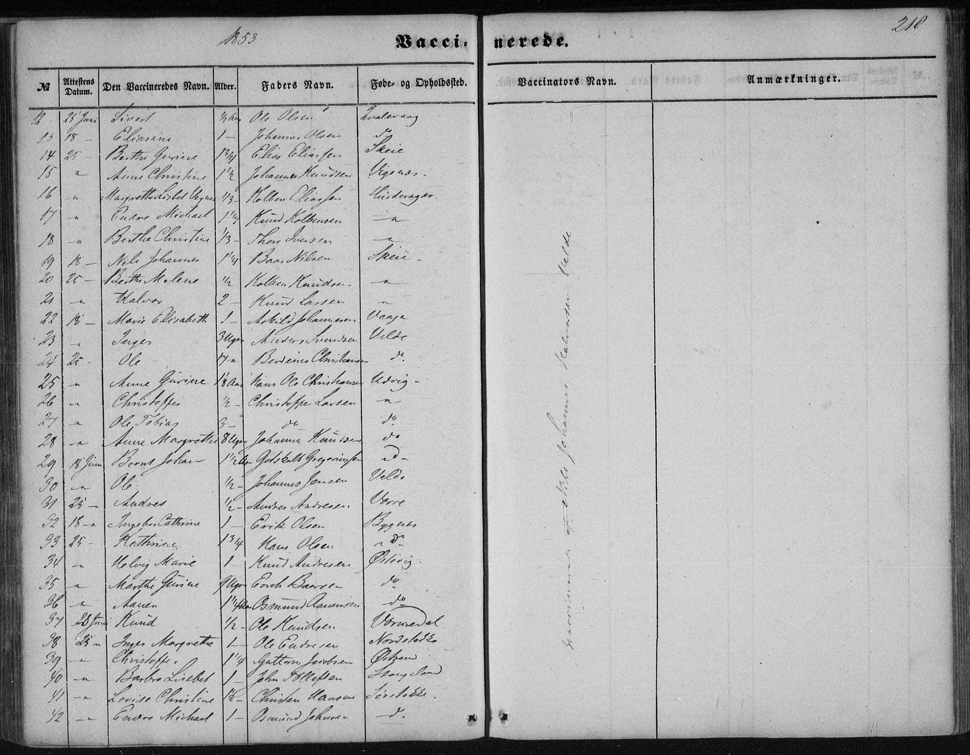 Avaldsnes sokneprestkontor, AV/SAST-A -101851/H/Ha/Haa/L0009: Parish register (official) no. A 9, 1853-1865, p. 218