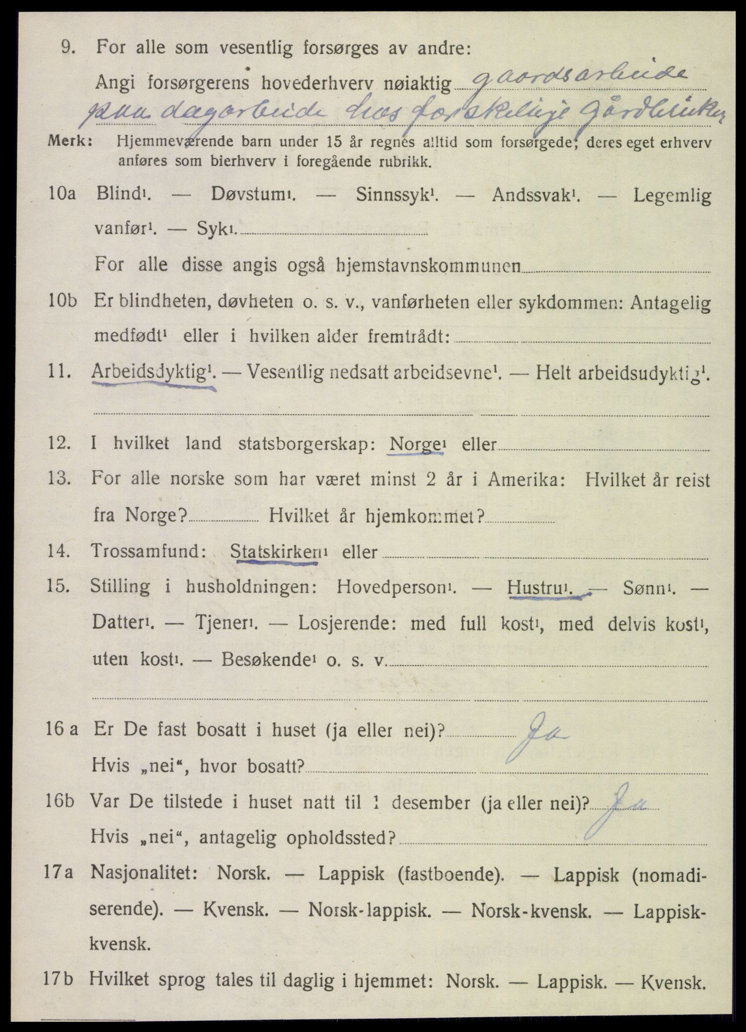 SAT, 1920 census for Nesna, 1920, p. 2078