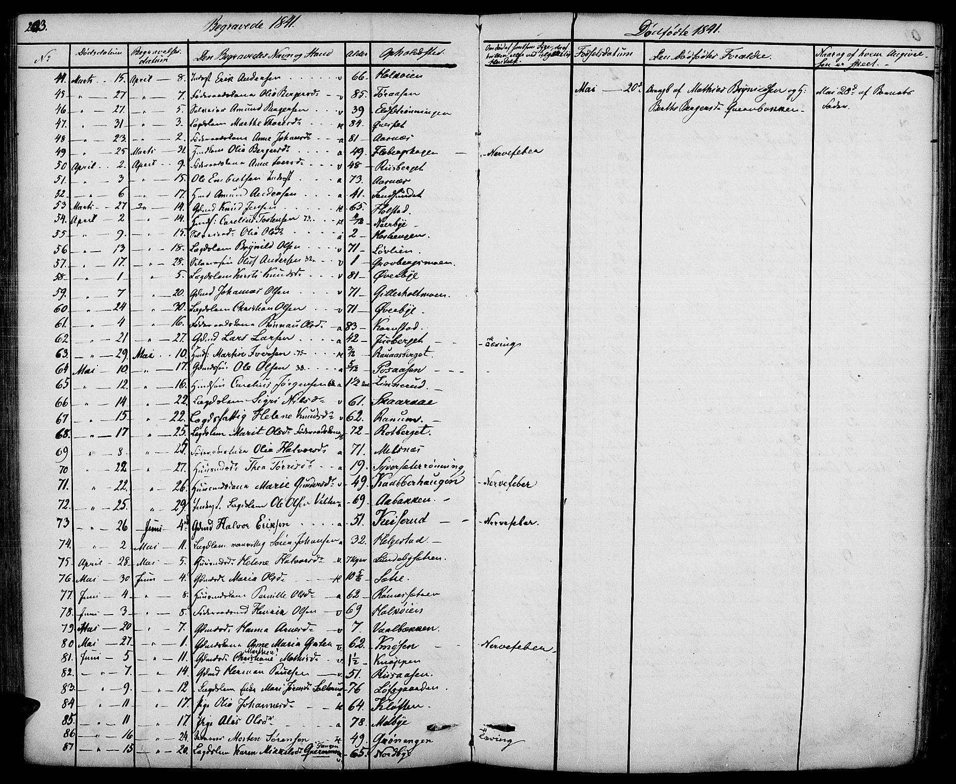 Hof prestekontor, SAH/PREST-038/H/Ha/Haa/L0007: Parish register (official) no. 7, 1841-1848, p. 203
