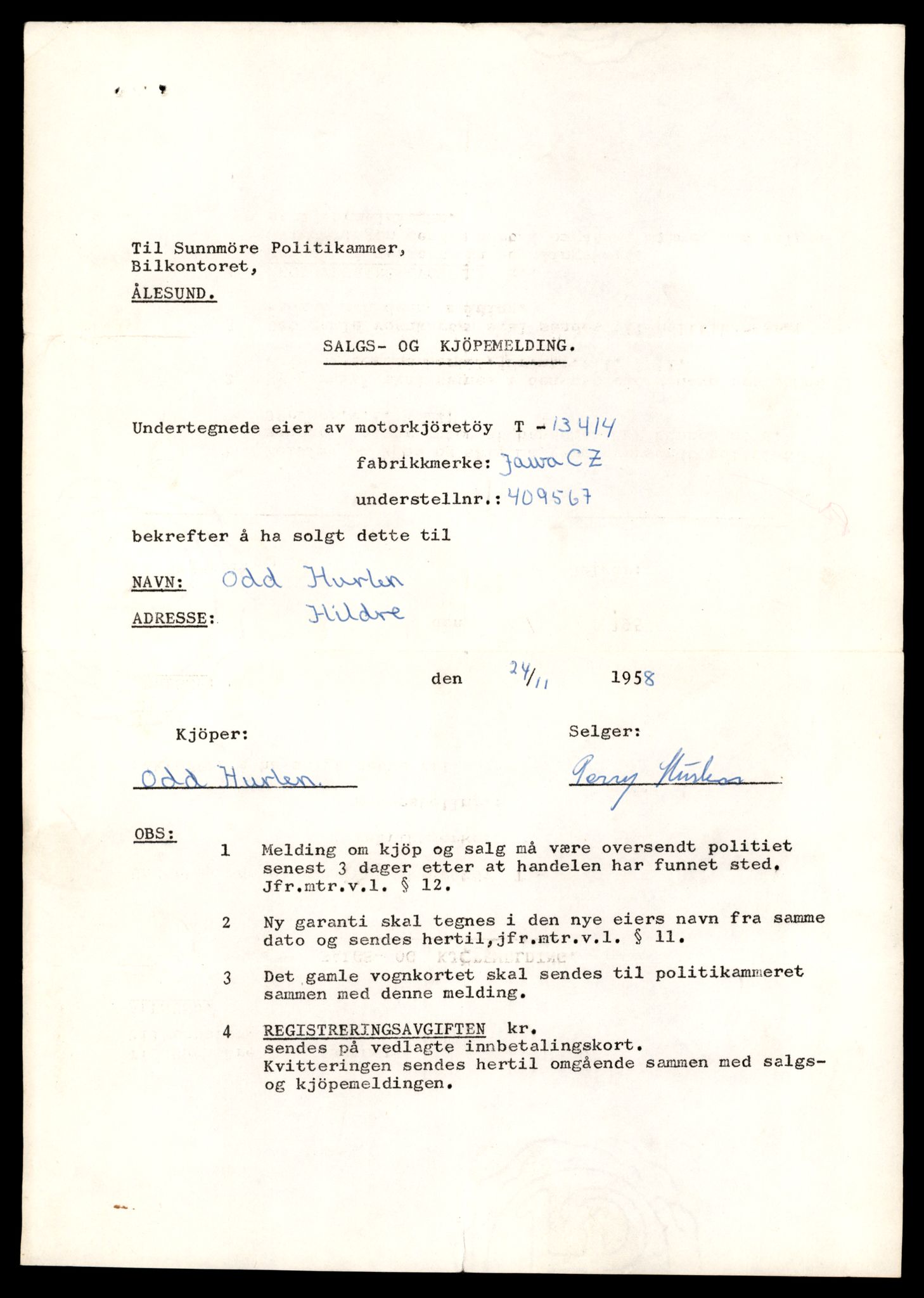 Møre og Romsdal vegkontor - Ålesund trafikkstasjon, AV/SAT-A-4099/F/Fe/L0039: Registreringskort for kjøretøy T 13361 - T 13530, 1927-1998, p. 907