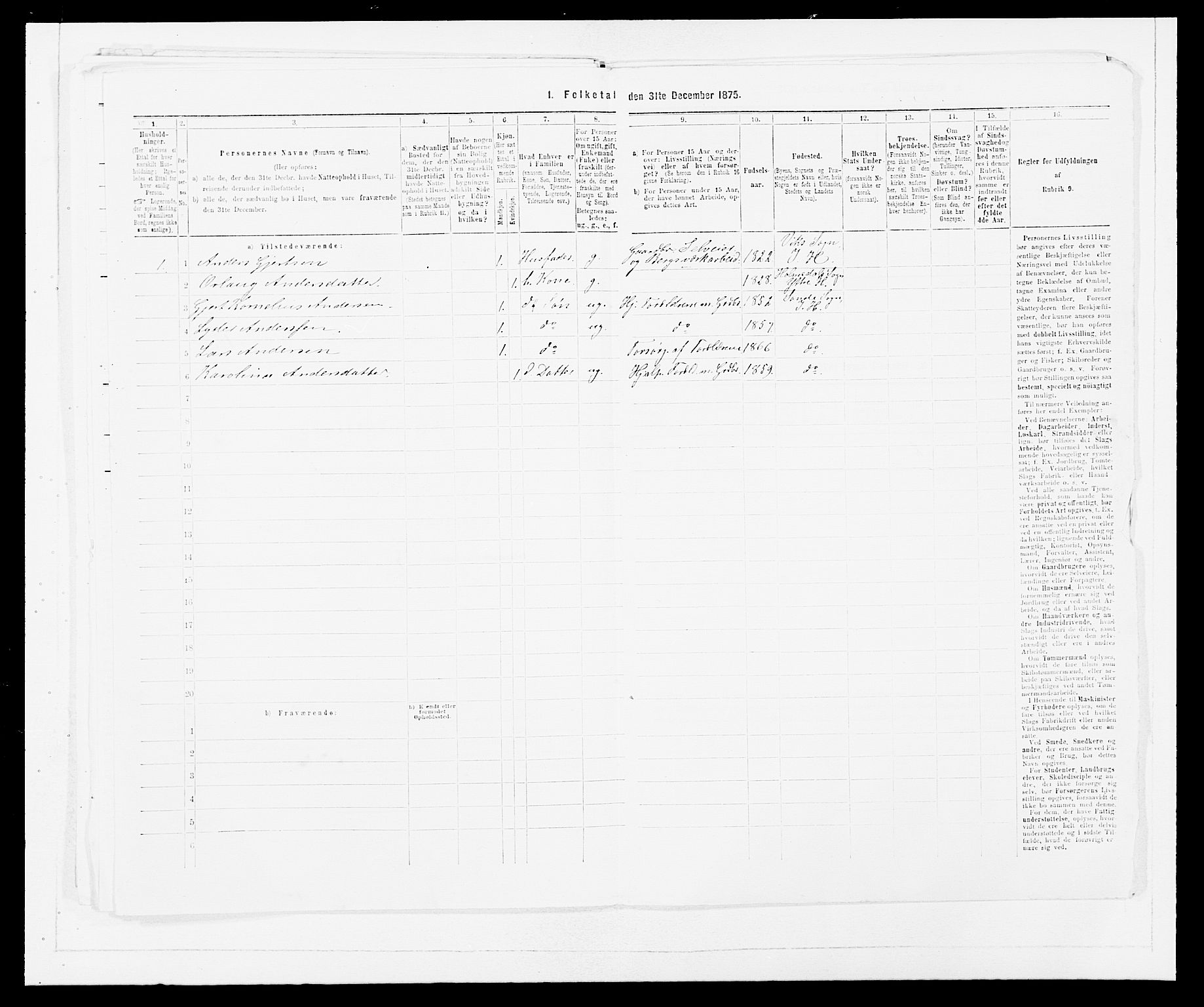 SAB, 1875 census for 1430P Indre Holmedal, 1875, p. 313