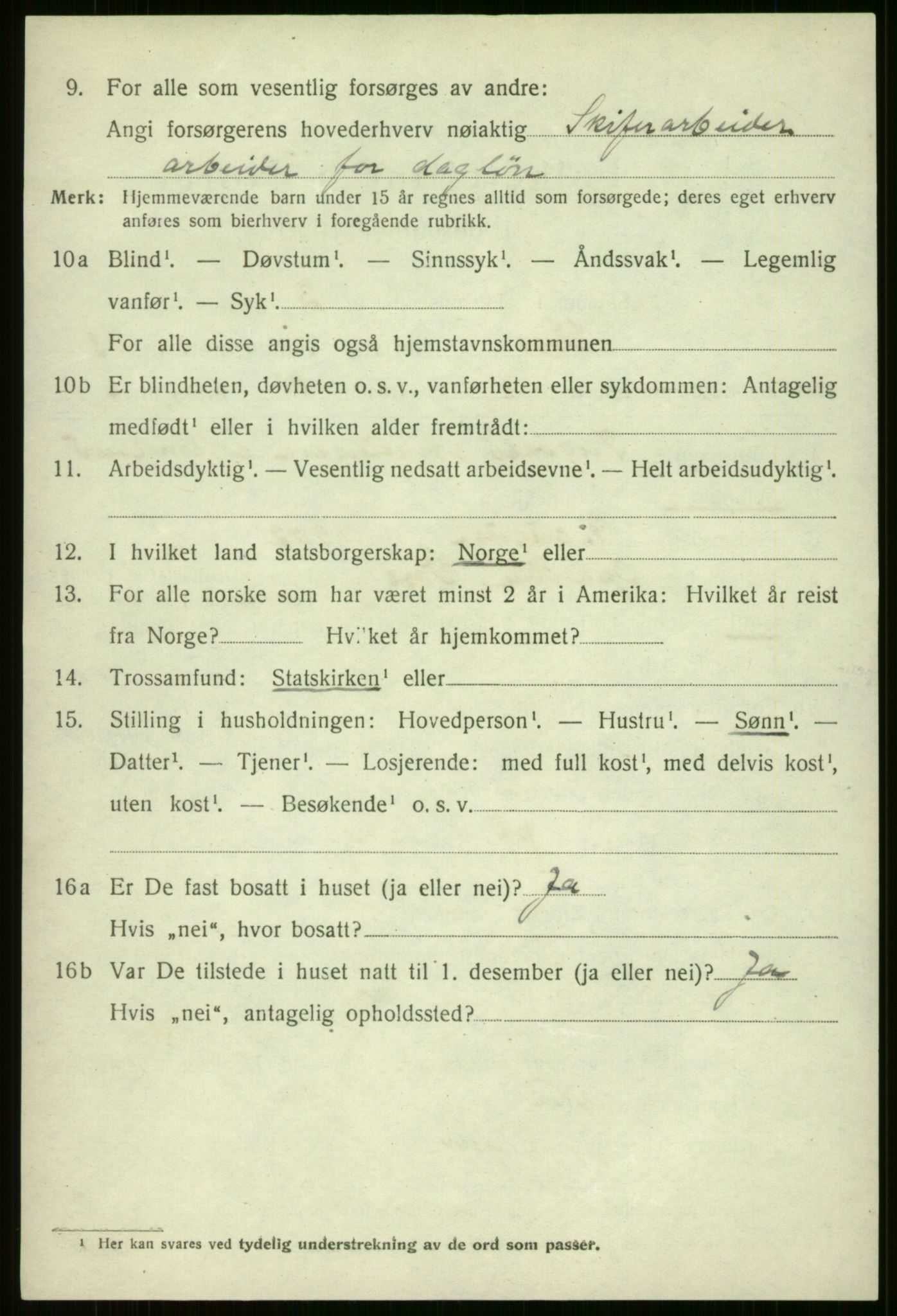 SAB, 1920 census for Voss, 1920, p. 11154