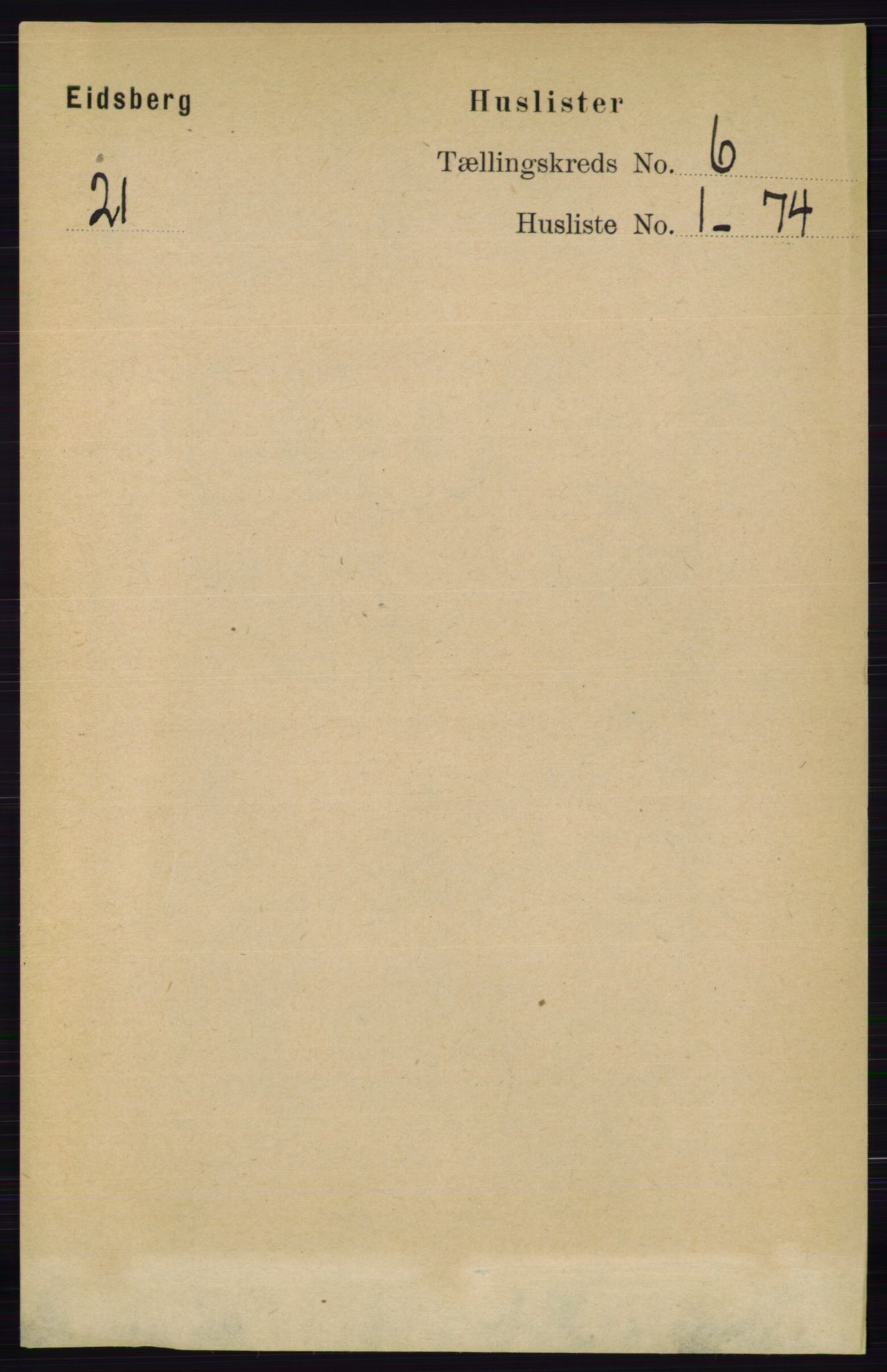 RA, 1891 census for 0125 Eidsberg, 1891, p. 3486
