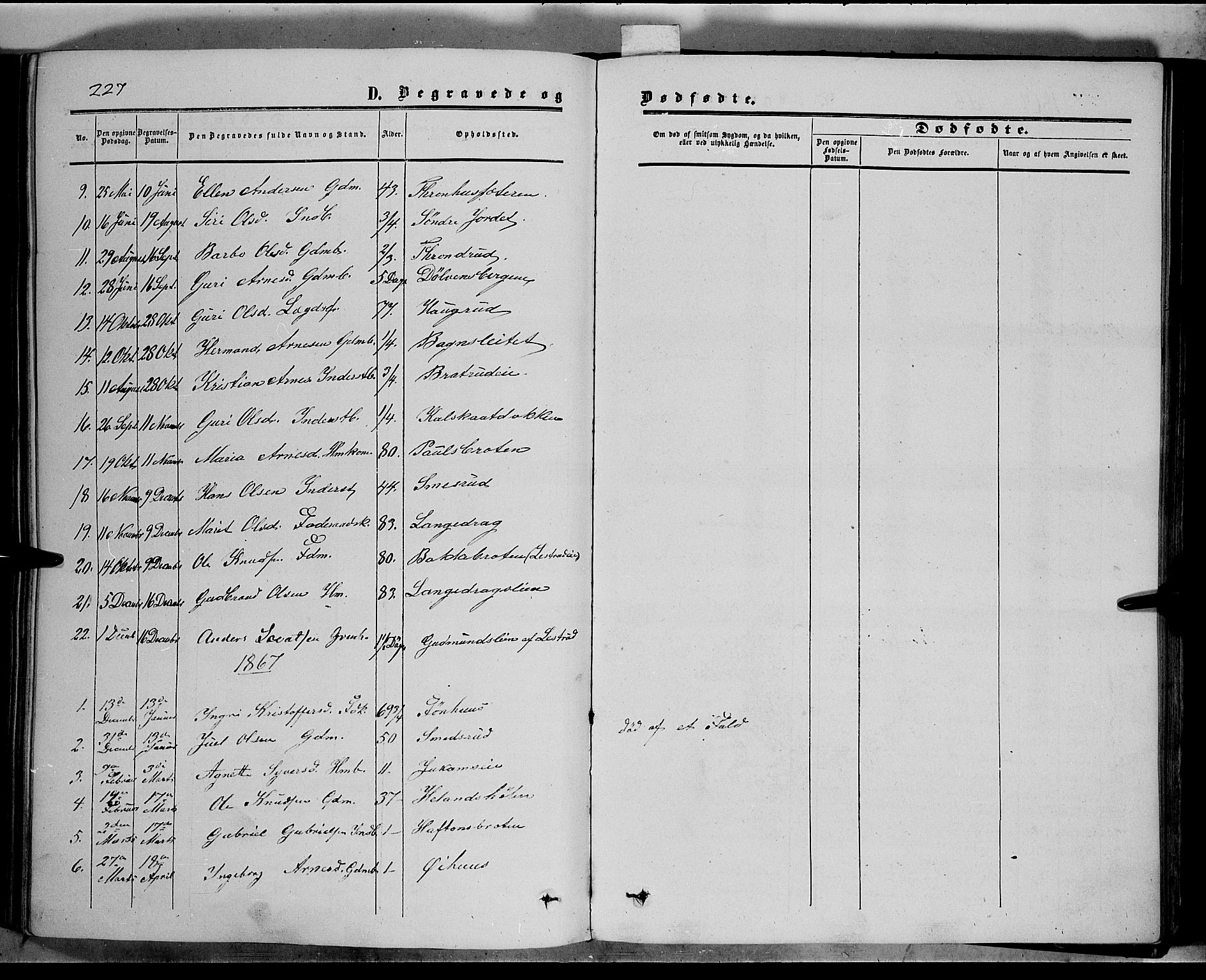Sør-Aurdal prestekontor, SAH/PREST-128/H/Ha/Haa/L0005: Parish register (official) no. 5, 1849-1876, p. 227