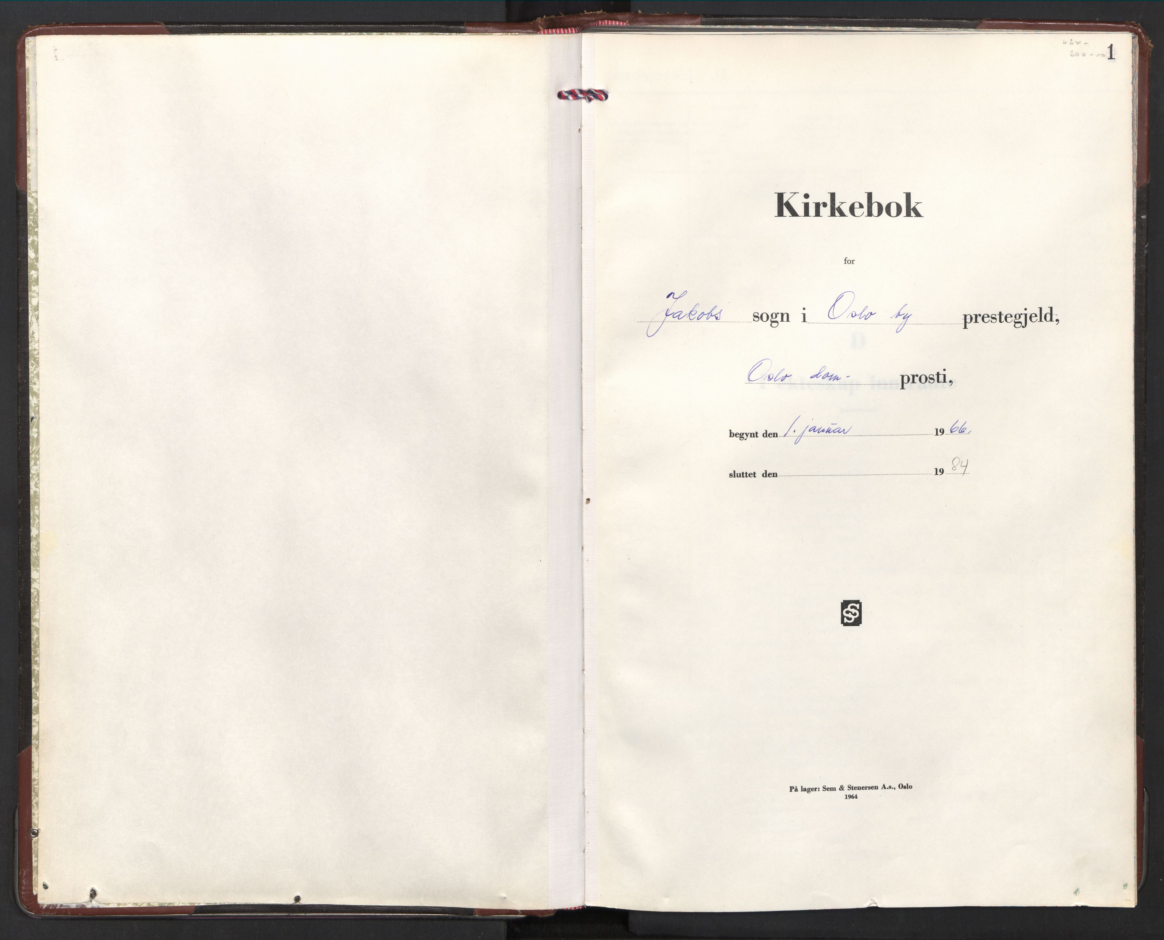 Jakob prestekontor Kirkebøker, SAO/A-10850/F/Fa/L0022: Parish register (official) no. 22, 1966-1984, p. 1
