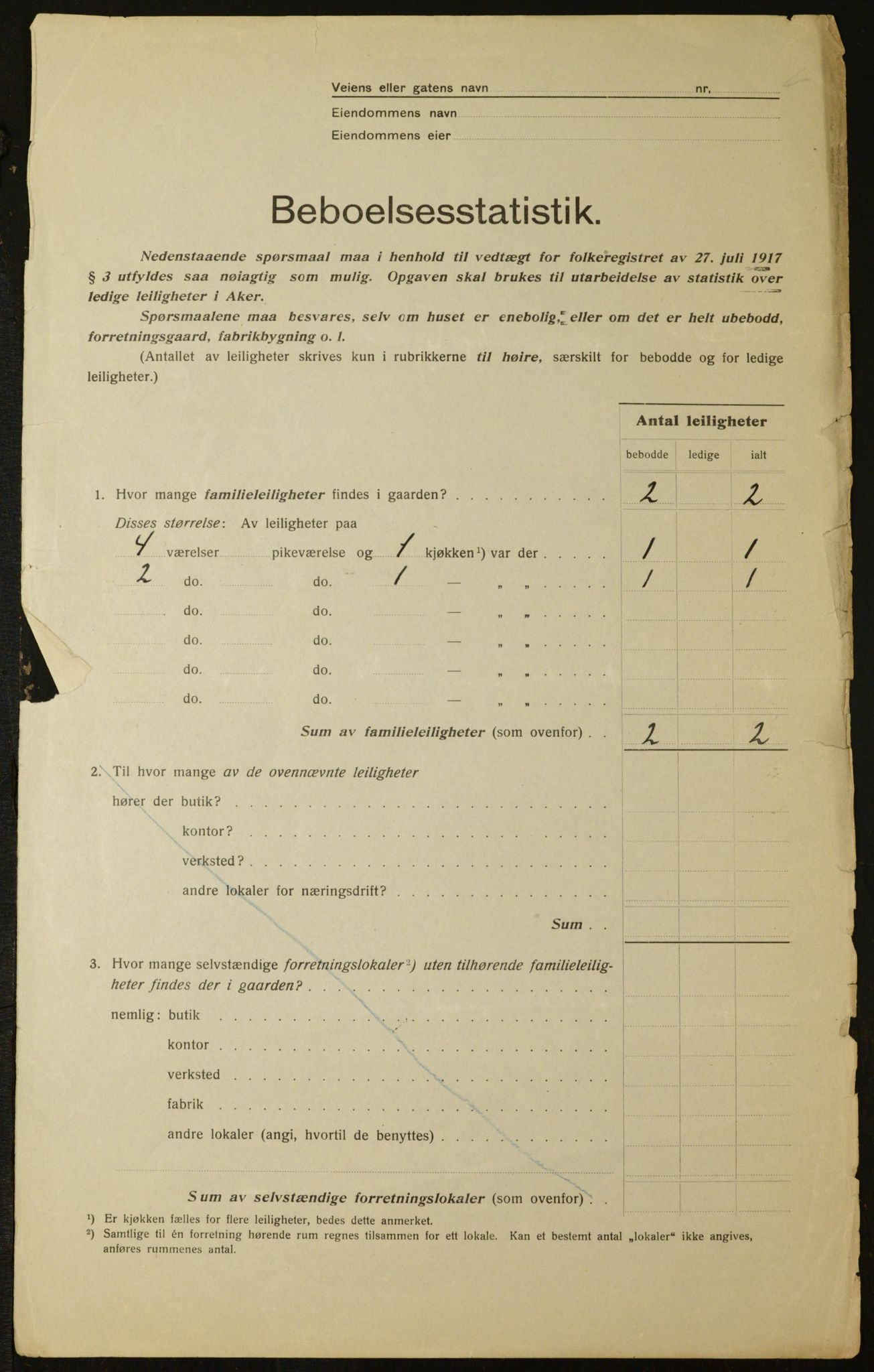 OBA, Municipal Census 1917 for Aker, 1917, p. 11687