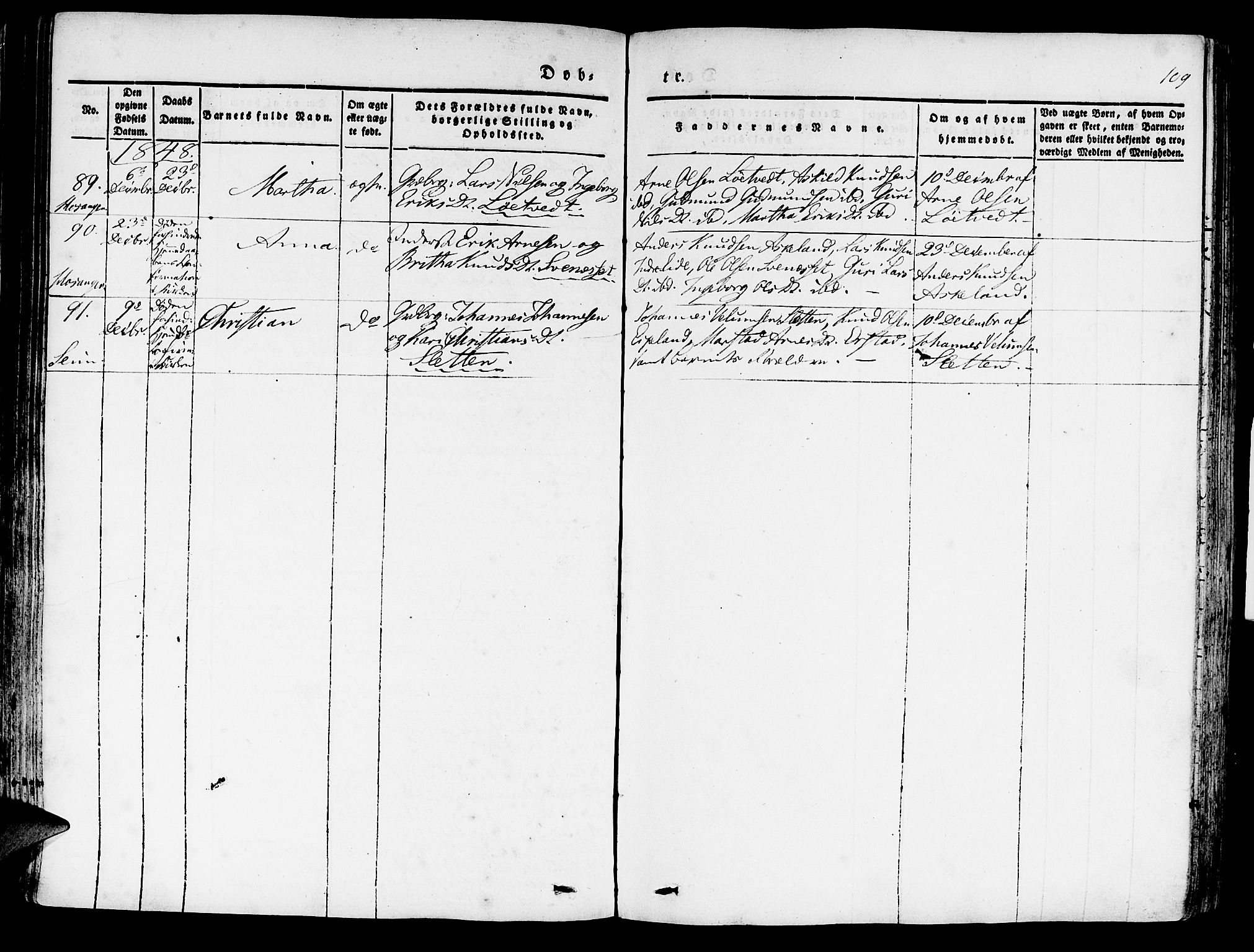 Hosanger sokneprestembete, AV/SAB-A-75801/H/Haa: Parish register (official) no. A 7, 1835-1848, p. 109