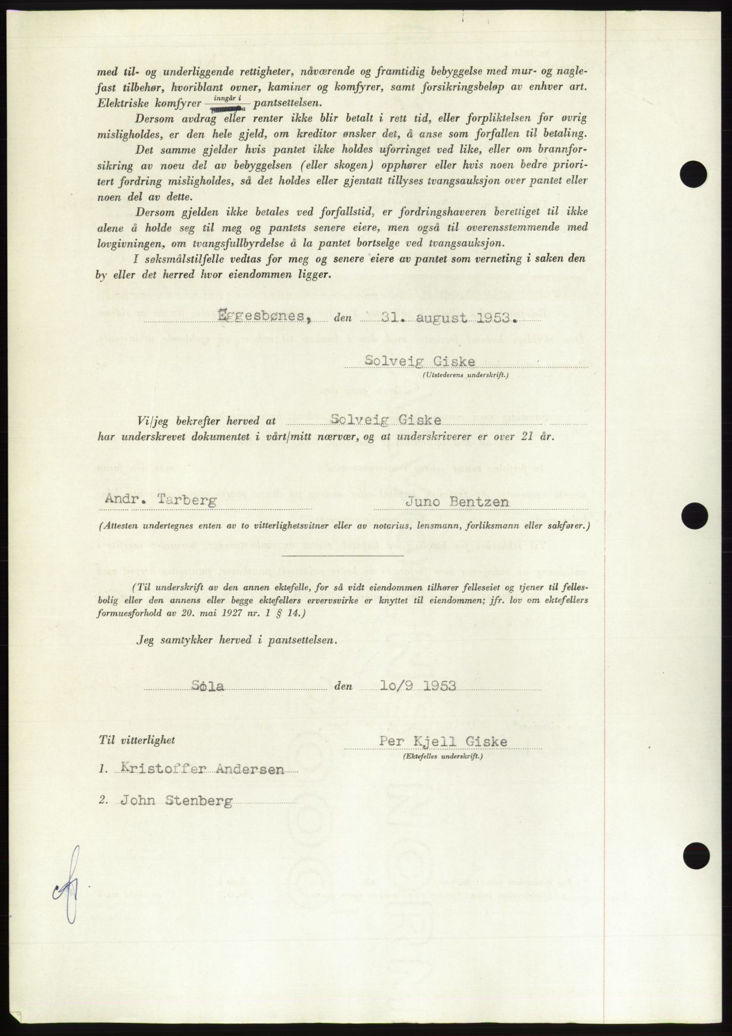 Søre Sunnmøre sorenskriveri, AV/SAT-A-4122/1/2/2C/L0124: Mortgage book no. 12B, 1953-1954, Diary no: : 2353/1953