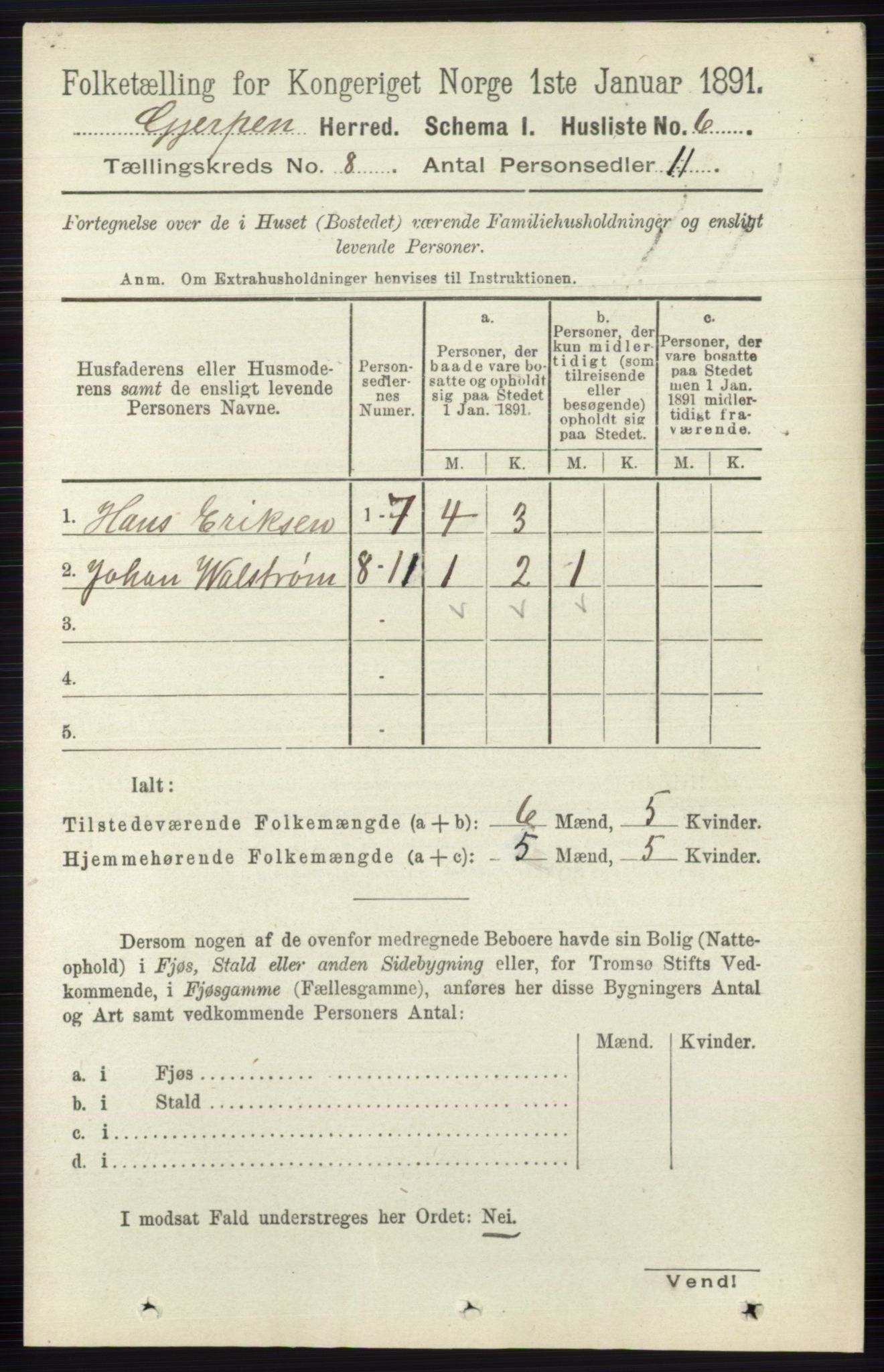 RA, 1891 census for 0812 Gjerpen, 1891, p. 3898