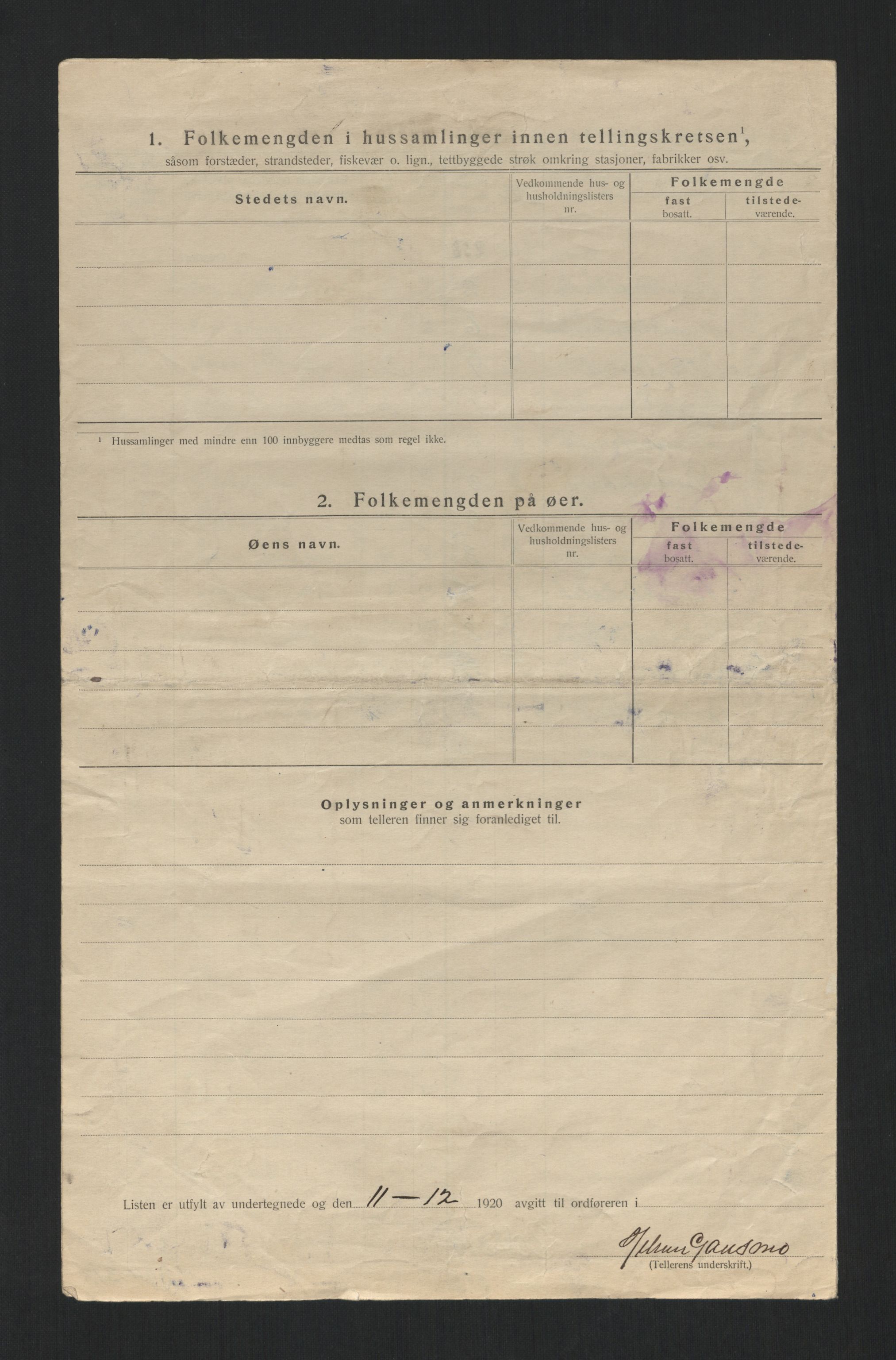 SAT, 1920 census for Kolvereid, 1920, p. 20