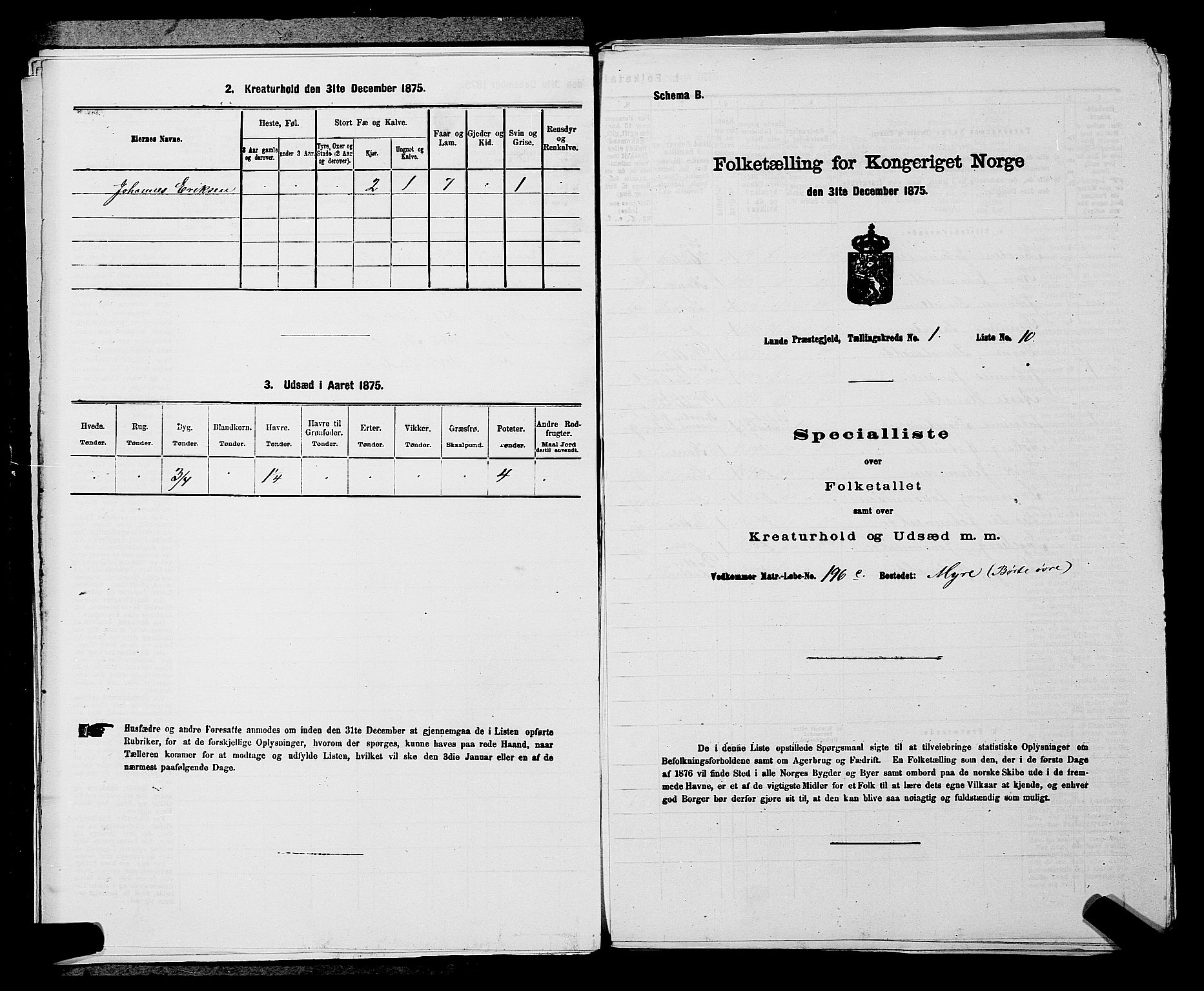 SAKO, 1875 census for 0820P Lunde, 1875, p. 56