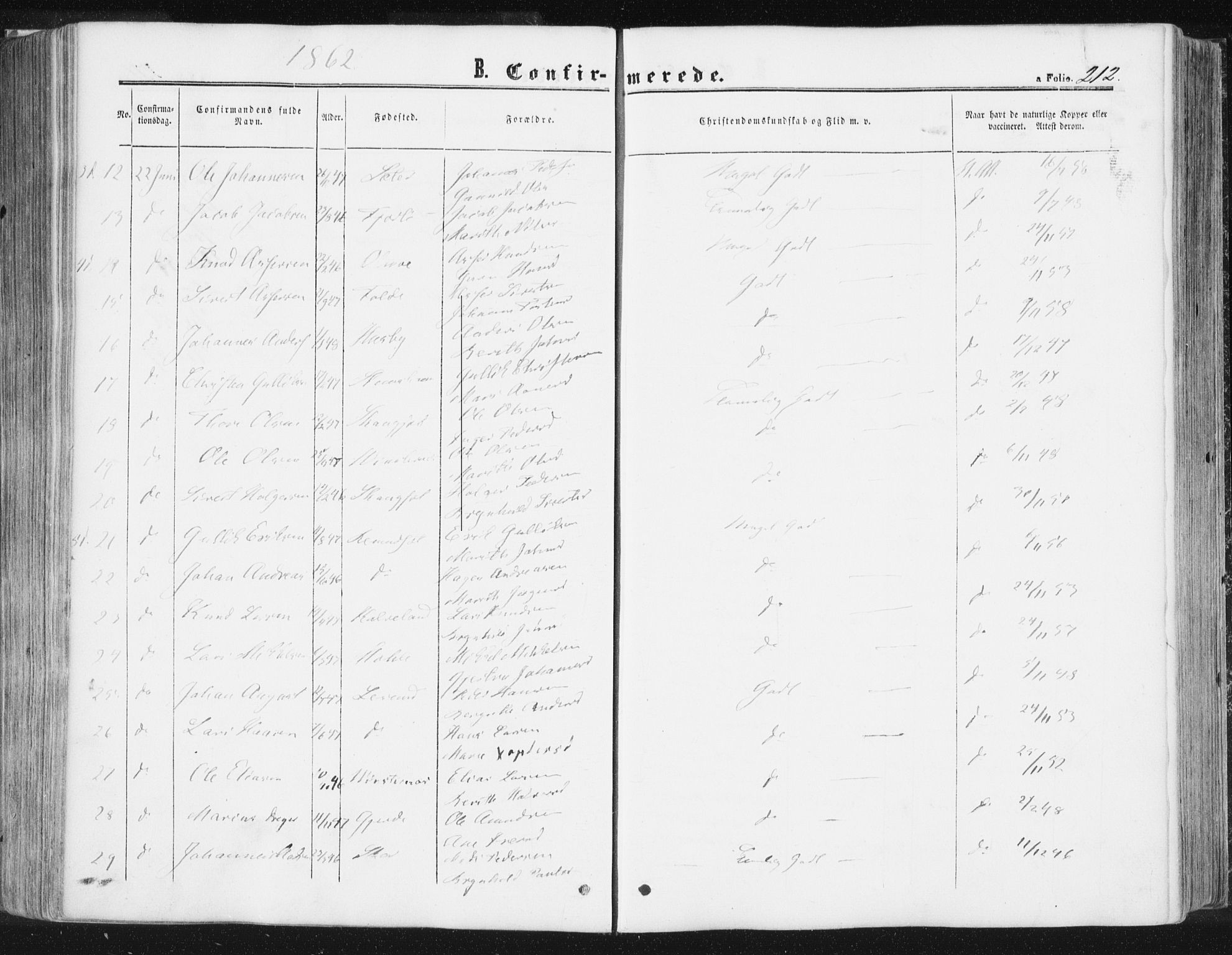 Ministerialprotokoller, klokkerbøker og fødselsregistre - Møre og Romsdal, AV/SAT-A-1454/578/L0905: Parish register (official) no. 578A04, 1859-1877, p. 212