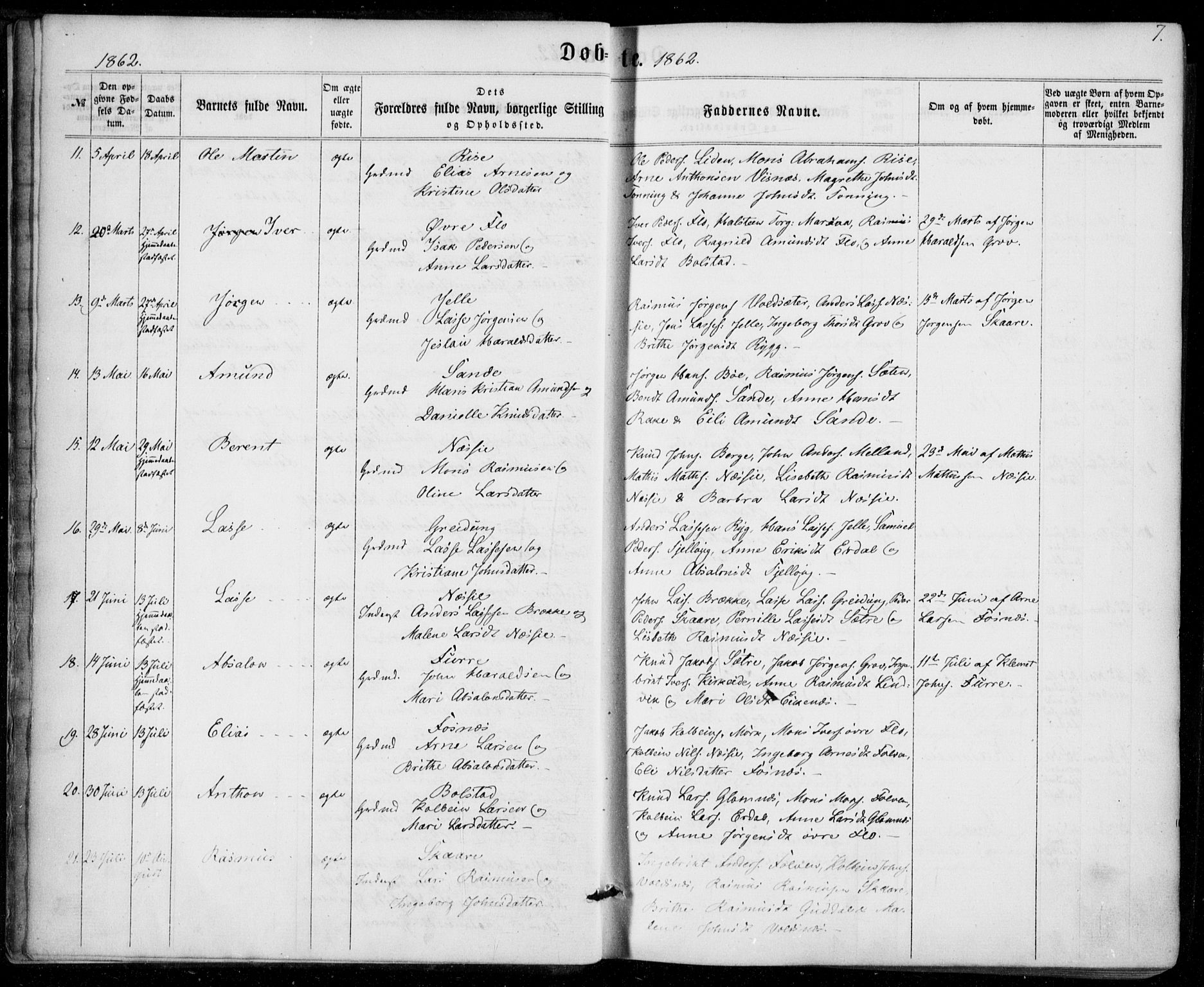 Stryn Sokneprestembete, AV/SAB-A-82501: Parish register (official) no. A 3, 1862-1877, p. 7