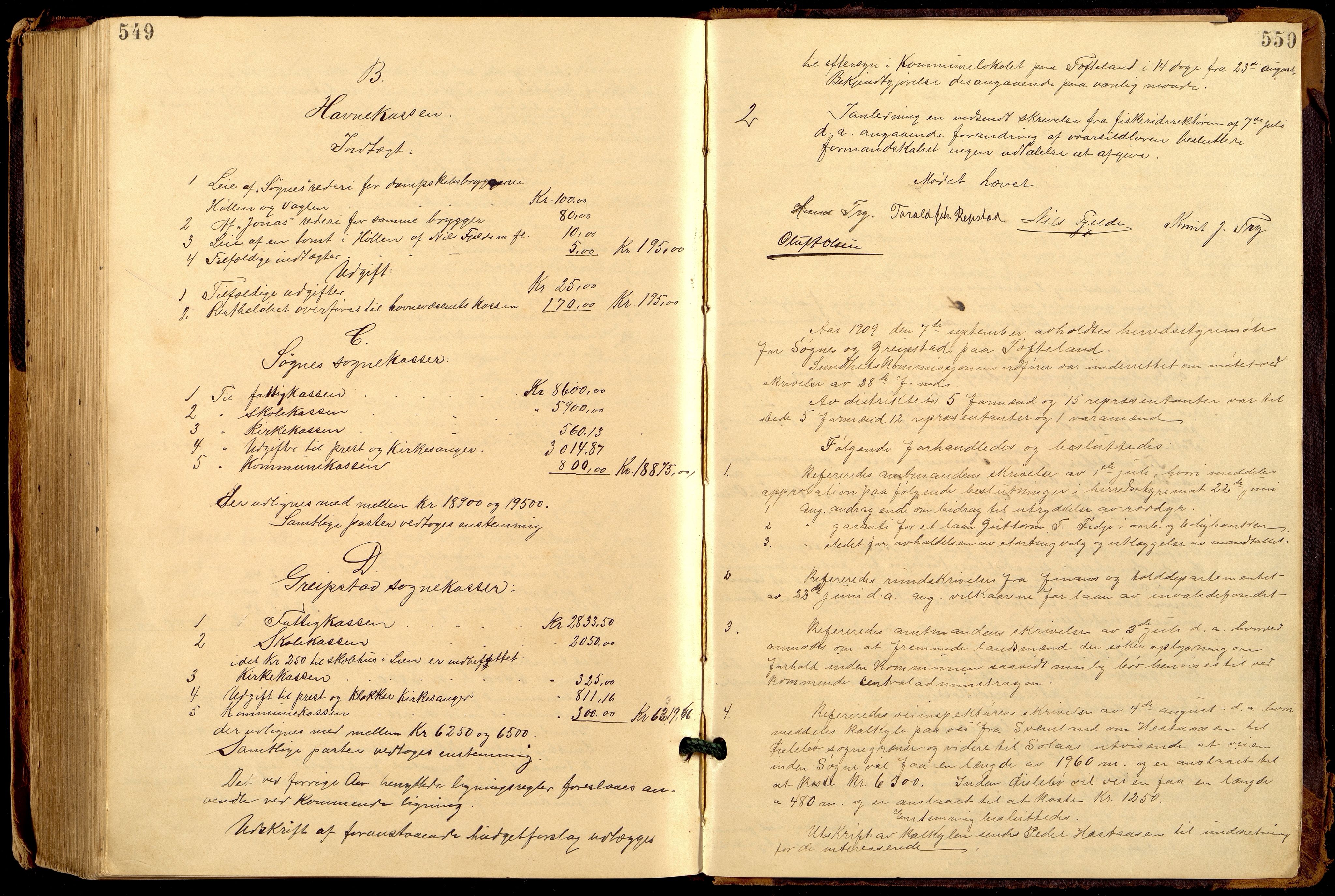 Søgne og Greipstad kommune - Formannskapet, ARKSOR/1018SG120/A/L0006: Møtebok (d), 1901-1909, p. 549-550