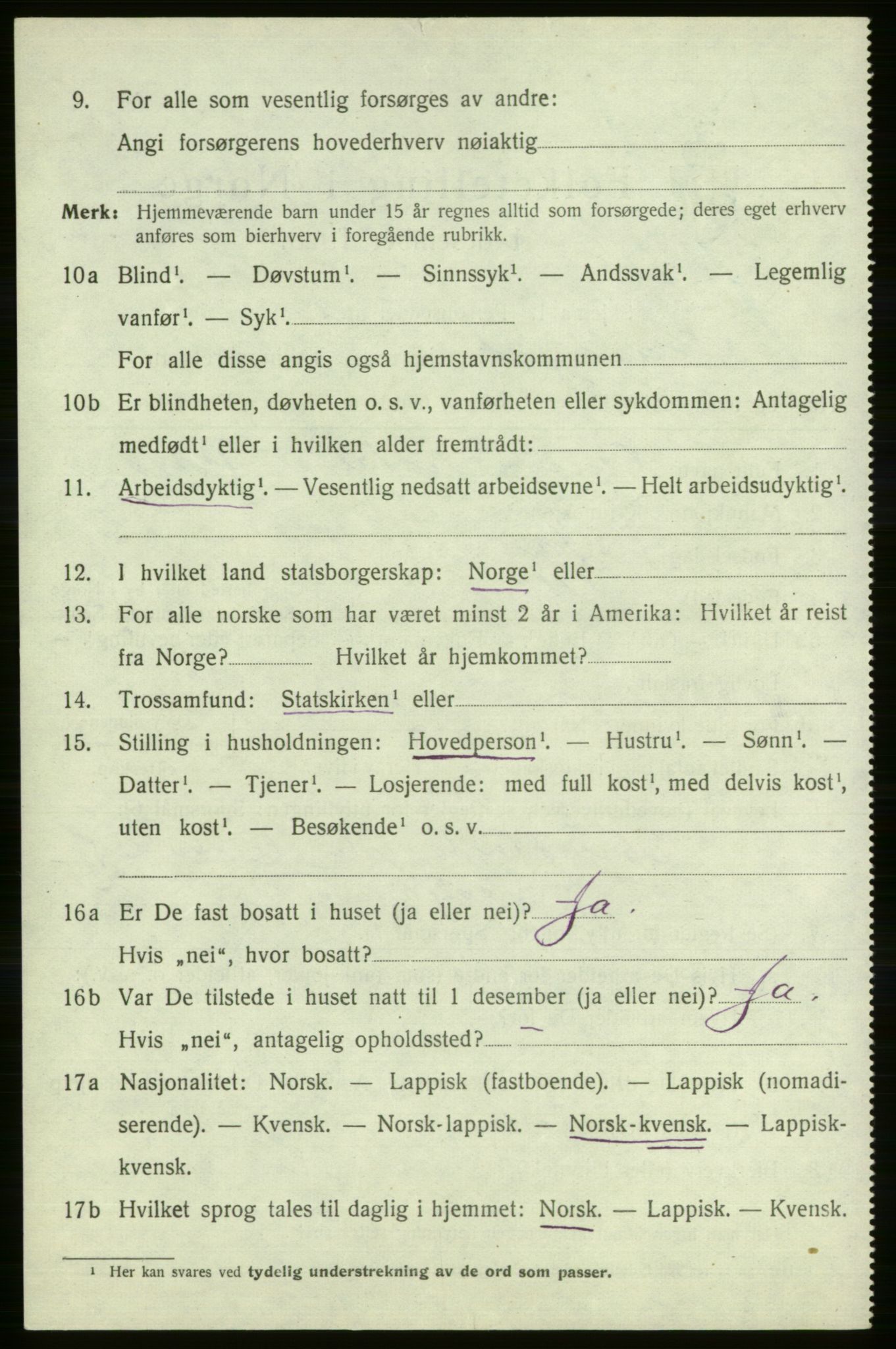 SATØ, 1920 census for Karasjok, 1920, p. 997