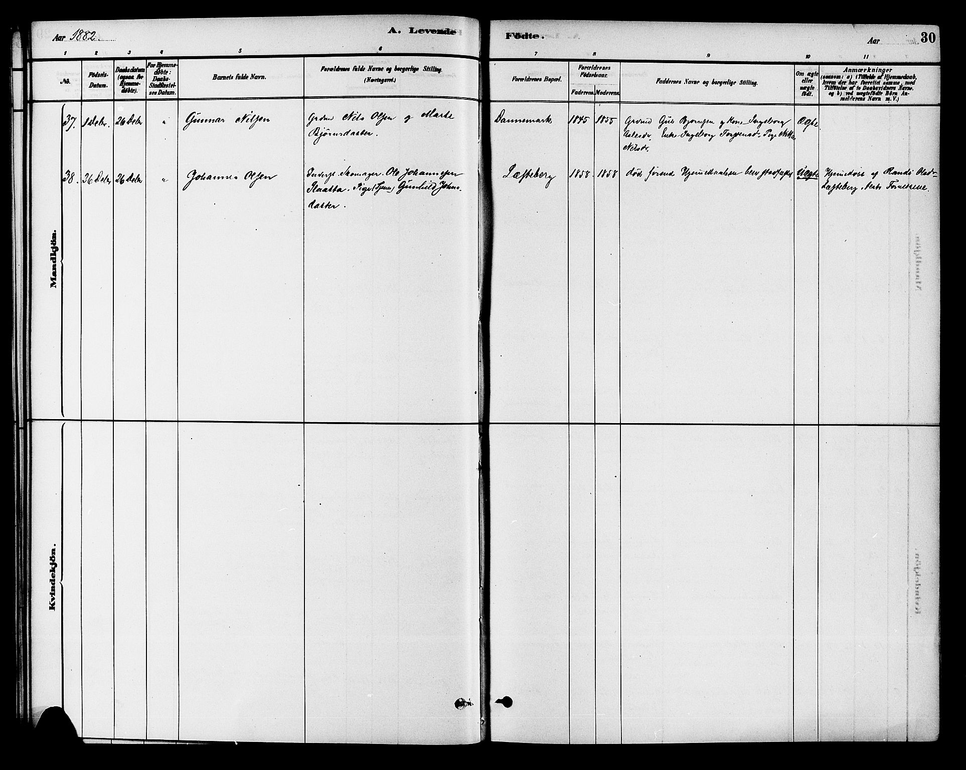 Krødsherad kirkebøker, AV/SAKO-A-19/G/Ga/L0001: Parish register (copy) no. 1, 1879-1893, p. 30