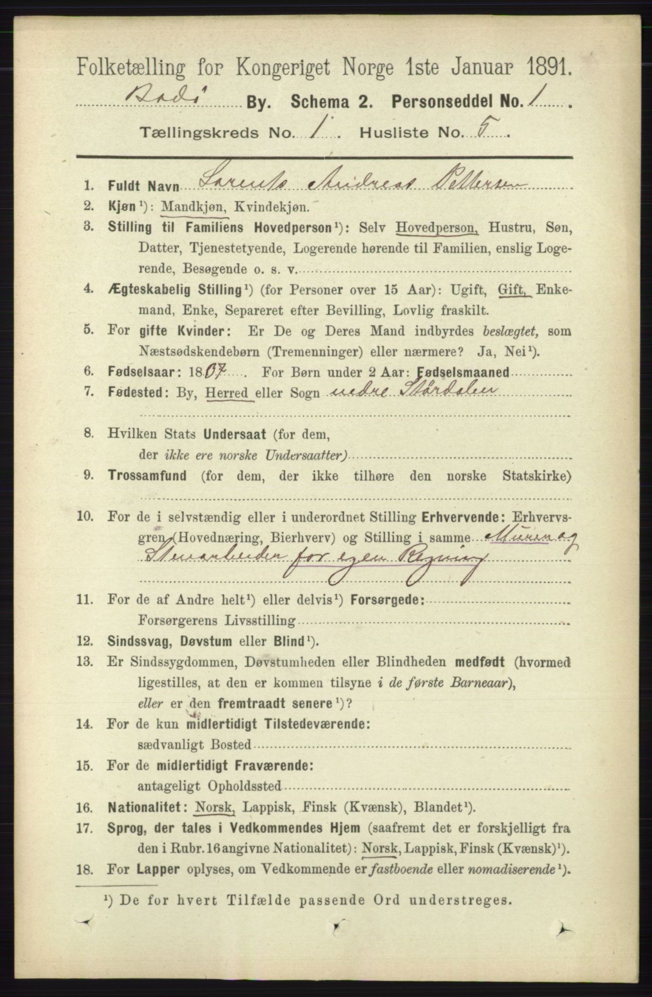 RA, 1891 census for 1804 Bodø, 1891, p. 150