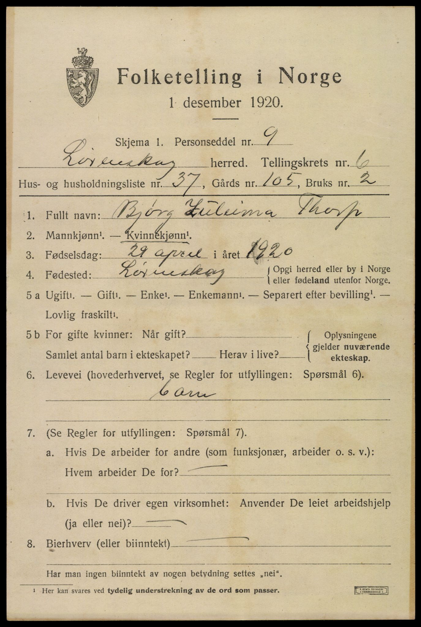 SAO, 1920 census for Lørenskog, 1920, p. 5327