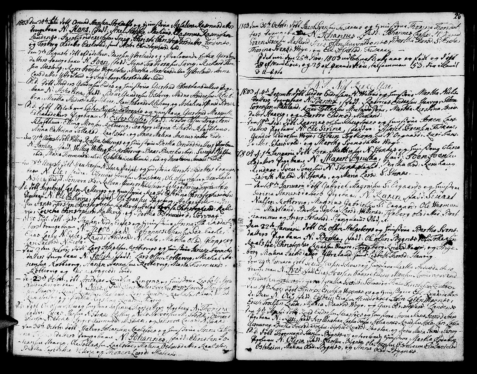 Avaldsnes sokneprestkontor, AV/SAST-A -101851/H/Ha/Haa/L0003: Parish register (official) no. A 3, 1801-1817, p. 26