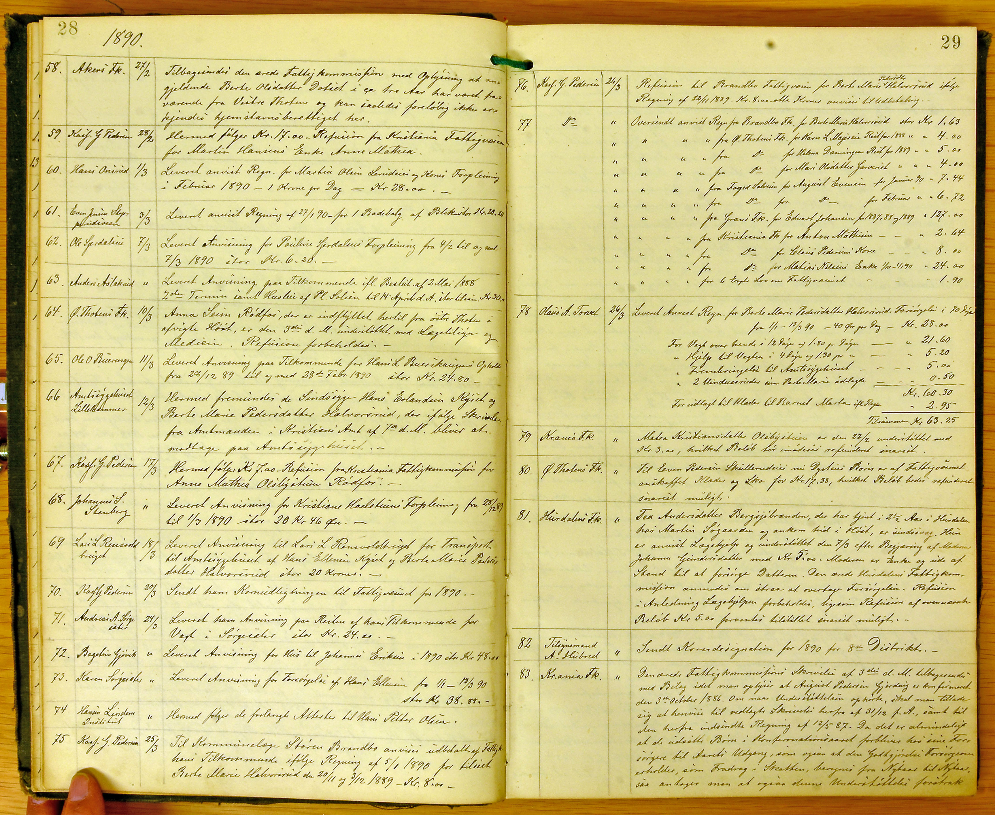 Vestre Toten kommunearkiv*, KVT/-/-/-: Kopibok for fattigkommisjonen i Vestre Toten kommune, 1888-1898, p. 28-29